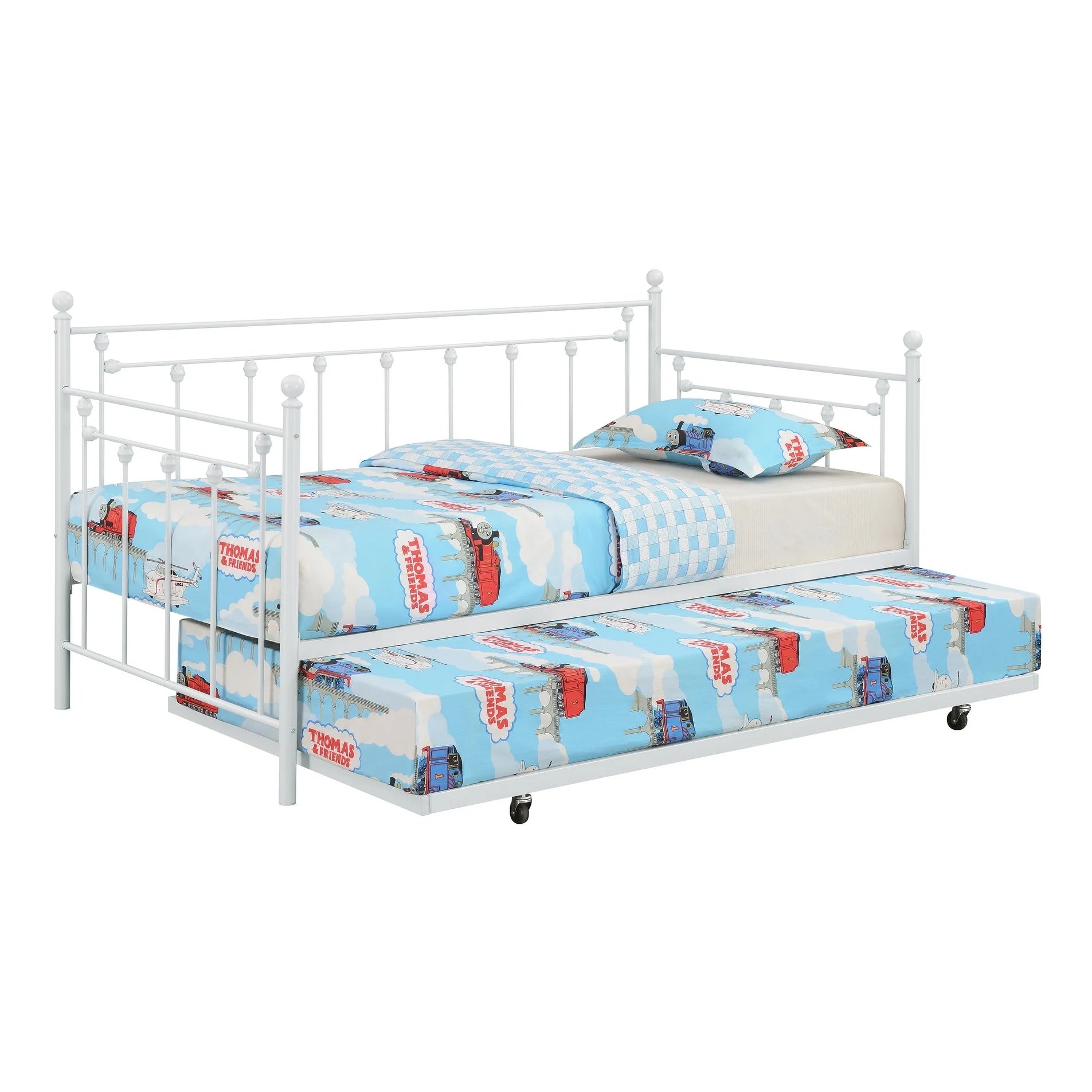 Tera Metal Twin Daybed with Trundle White