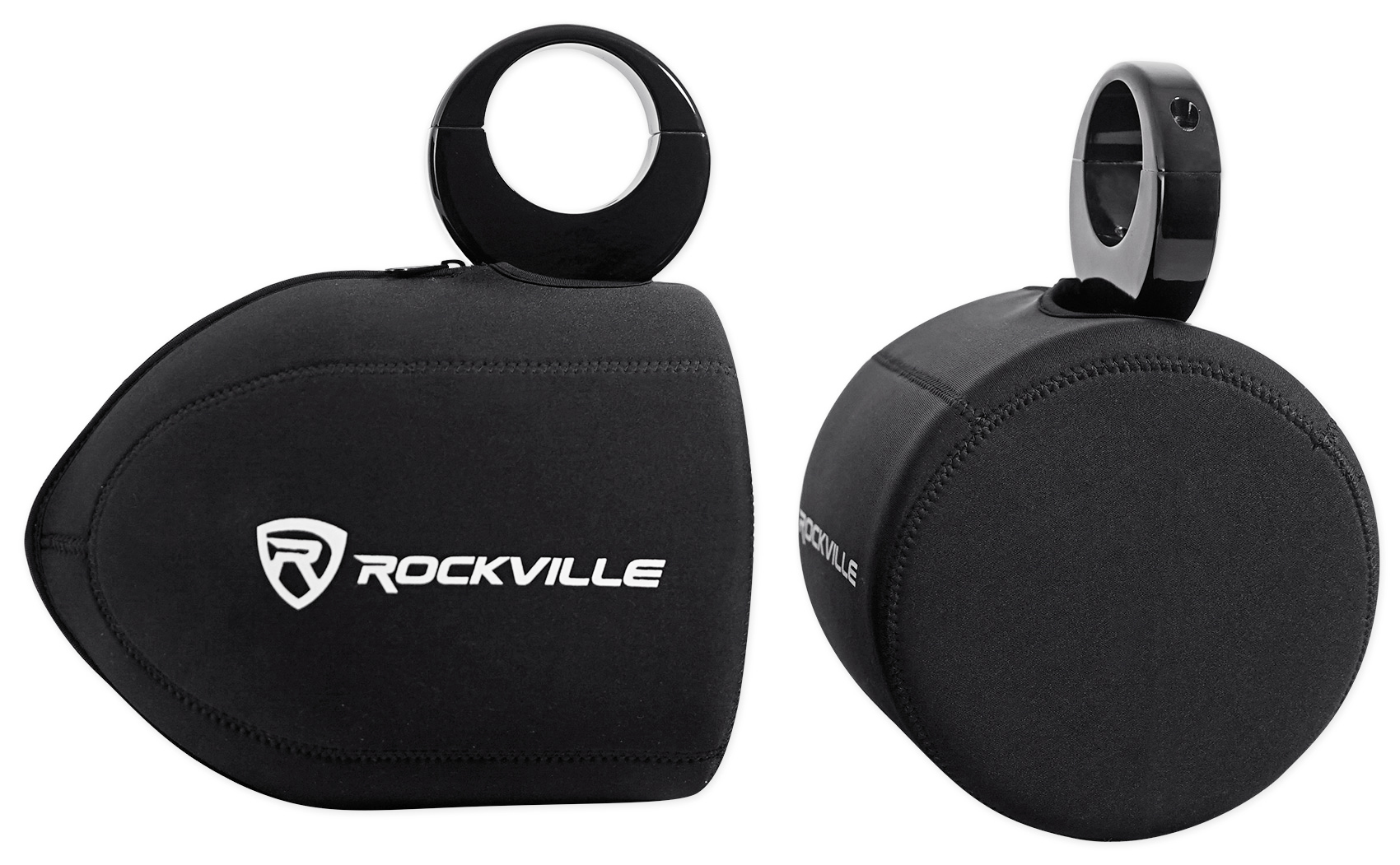 Pair Rockville MAC90W 8” White Aluminum Wakeboard Tower Speaker Pods+ Covers