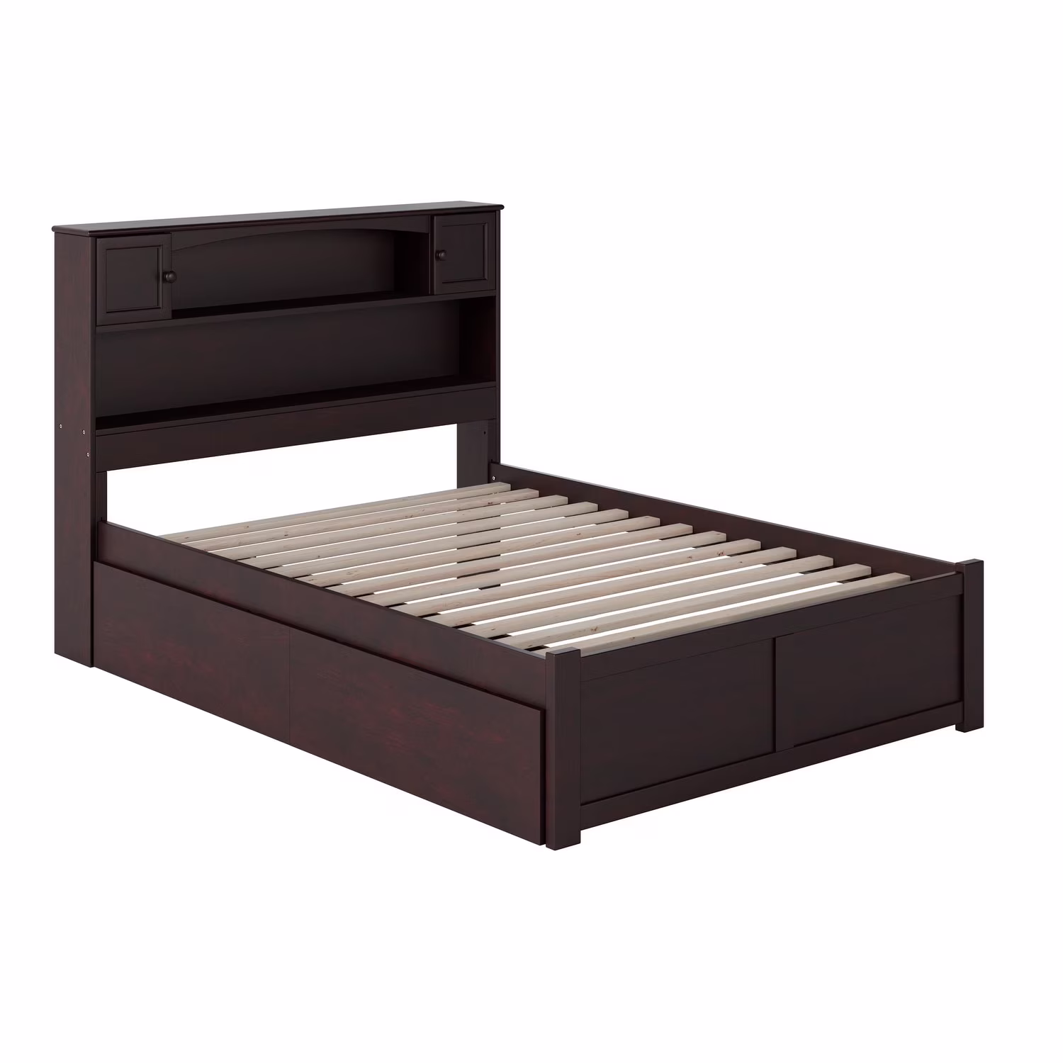 AFI Newport Full Platform Bed with Footboard 2 Drawers in Espresso