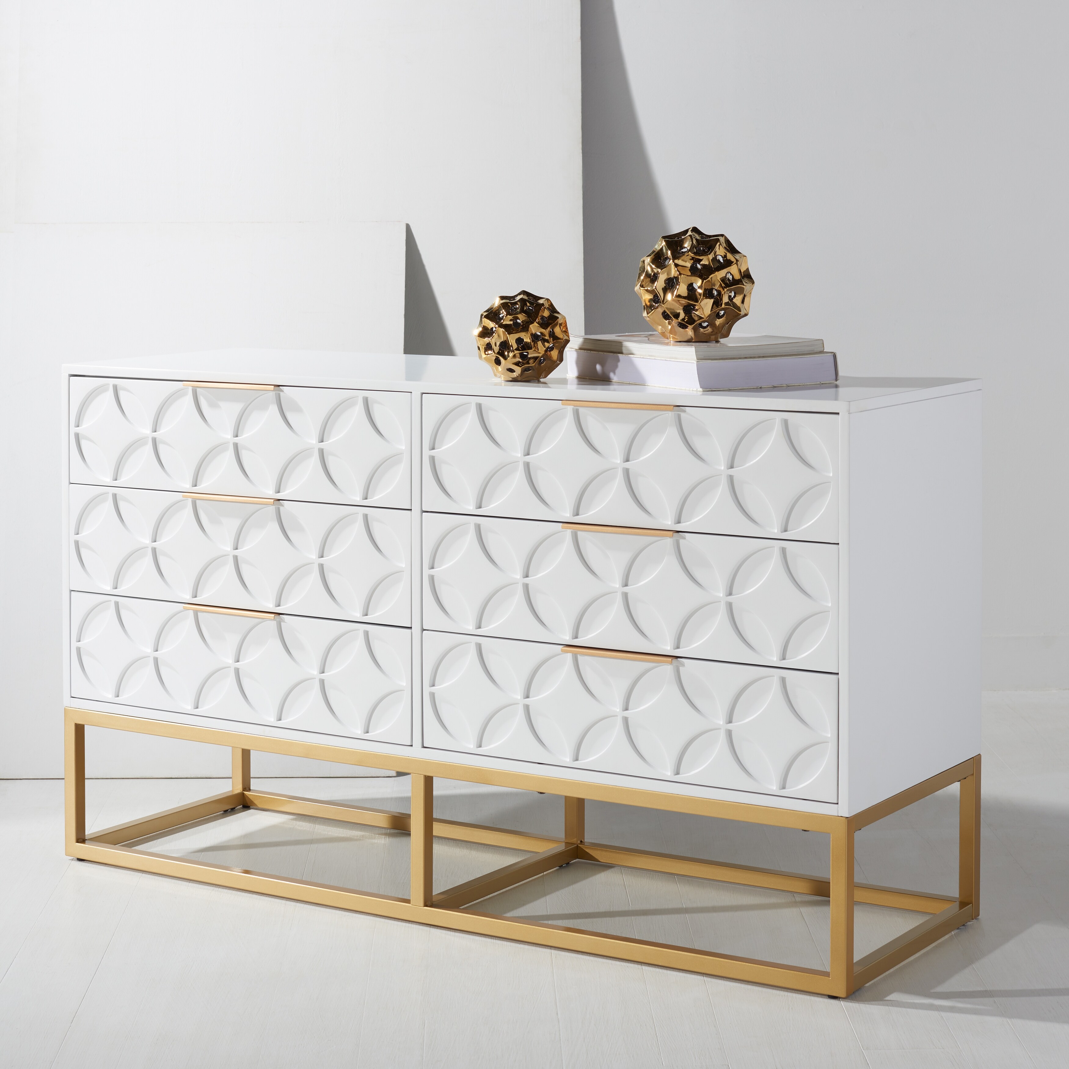 Safavieh  Couture Emelia 6-Drawer Dresser Grey/Gold