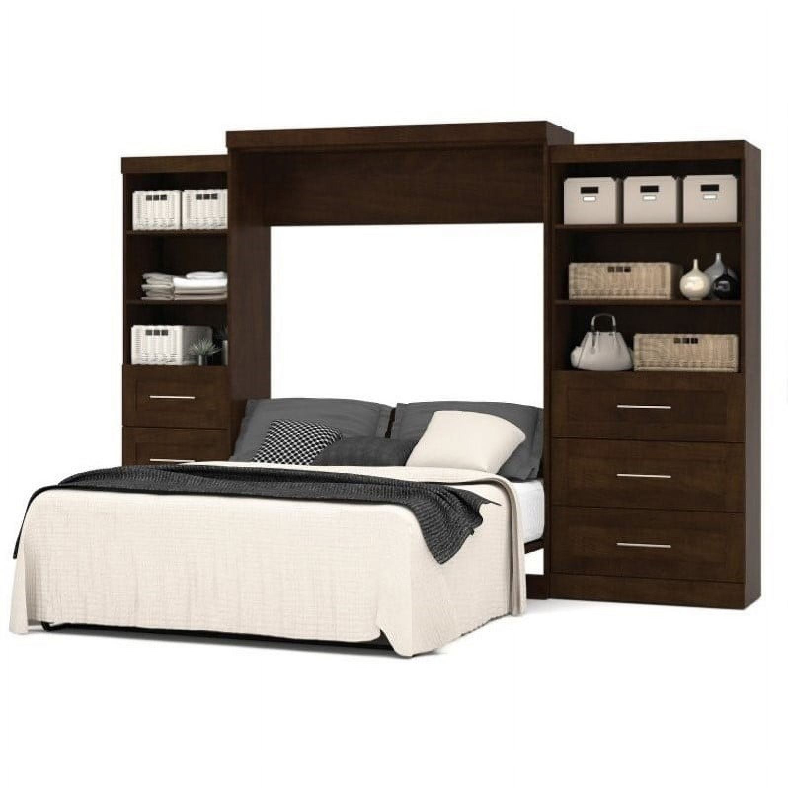 Atlin Designs Queen Wall Bed with Storage in Chocolate