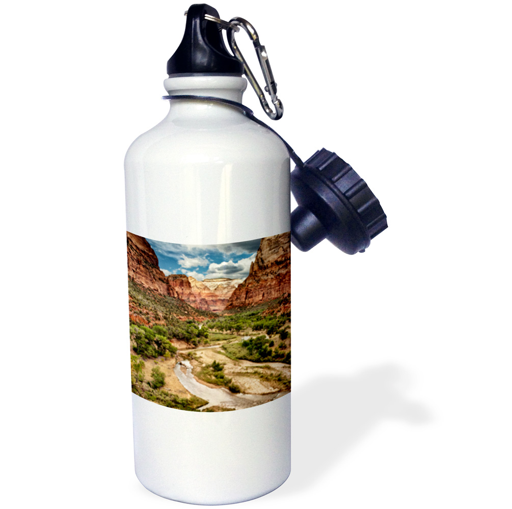 3dRose Utah, Zion National Park, View along the Virgin River - Straw Water Bottle, 21-ounce