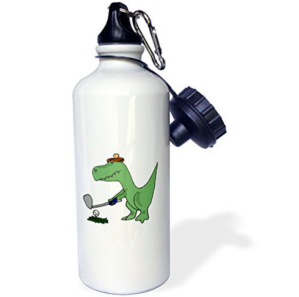 Funny Green Trex Dinosaur Playing Golf 21 oz Sports Water Bottle wb-203784-1