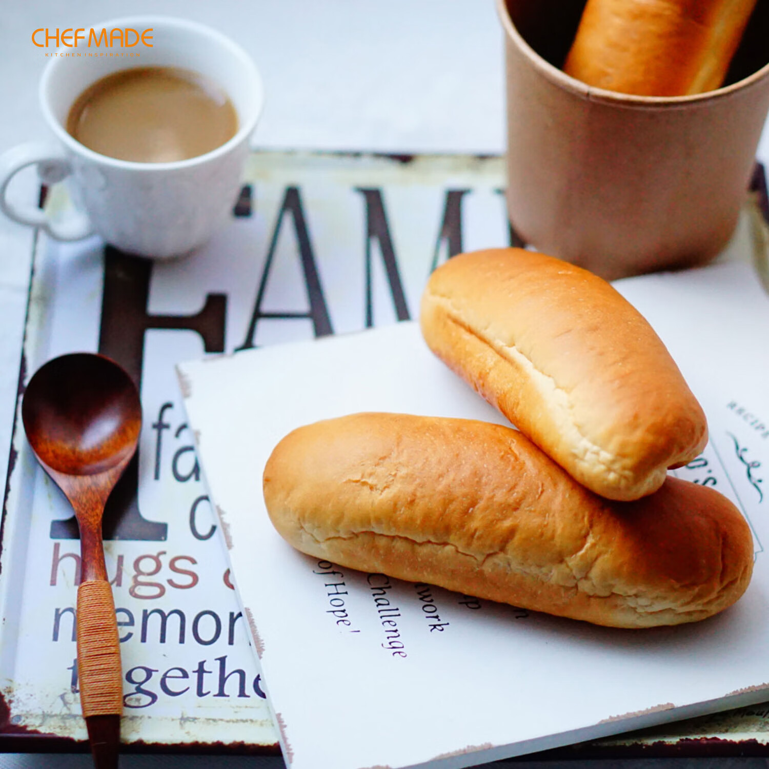 CHEFMADE 7-Inch Loaf Pan Set, Mini 4Pcs Non-Stick Hotdog-Shaped Bread and Cake Bakeware