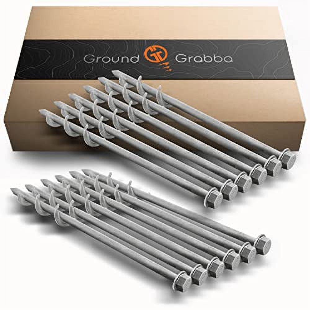 GROUNDGRABBA Ground Anchor Screw Kit - 12X 1 Ft Ground Anchors Heavy Duty for High Winds | Ground Anchor Kit for Swing Sets | Screw in Anchor for Pop-Up Canopy, Tents and More