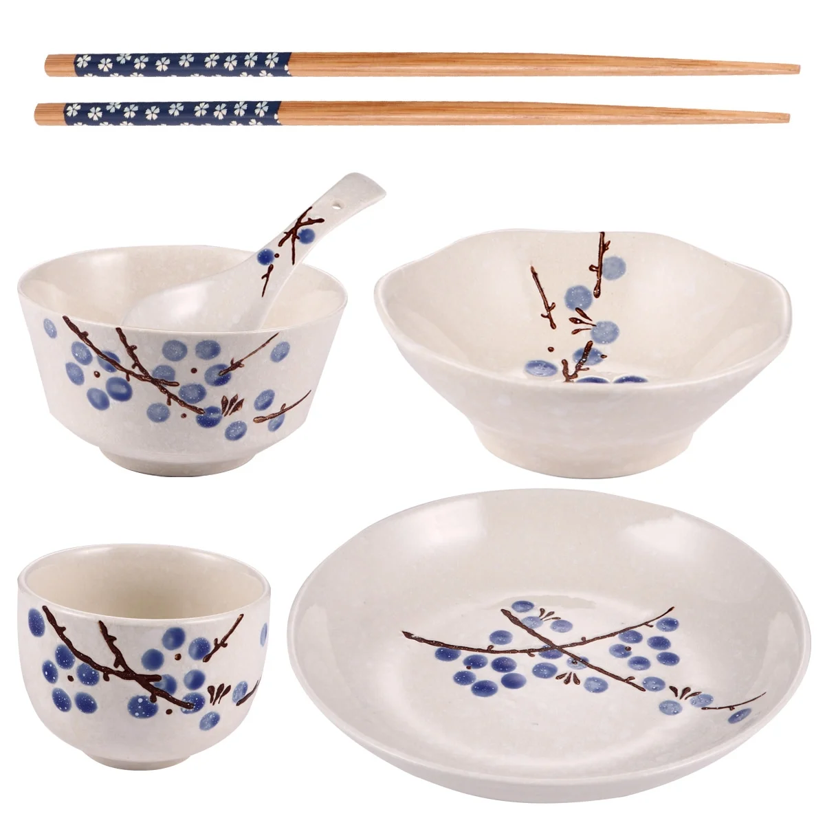 1 Set 6 Pcs Household Ceramic Tableware Japanese Style Tableware for Single
