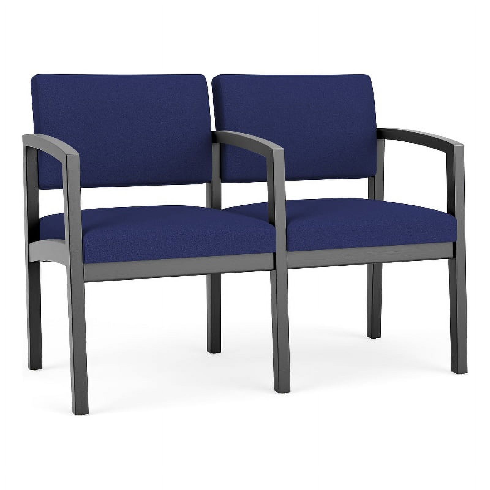 Lesro Lenox Wood 2-Seat Fabric Reception Tandem Seating in Cobalt Blue/Black