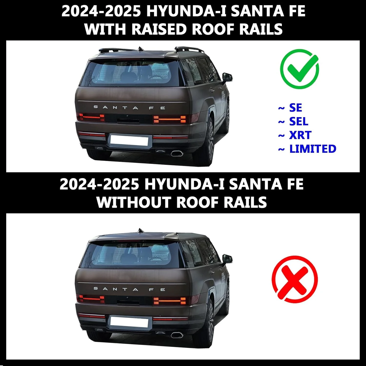 ROKIOTOEX Cobra Roof Rack Crossbars Fits 2024-2025 Hyunda-i Santa Fe Factory Raised Side Rails only, Lockable Cross Bars for Cargo Box, Bike Carrier Silver CJ4040