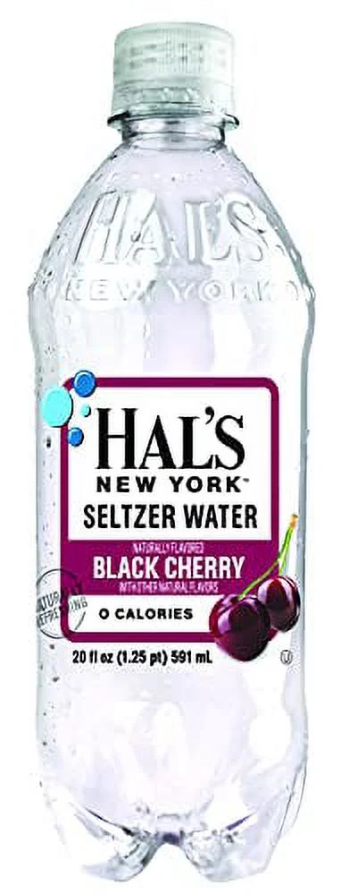 Hal's New York Seltzer Water 20 Fl Oz (Pack of 6) (Black Cherry)