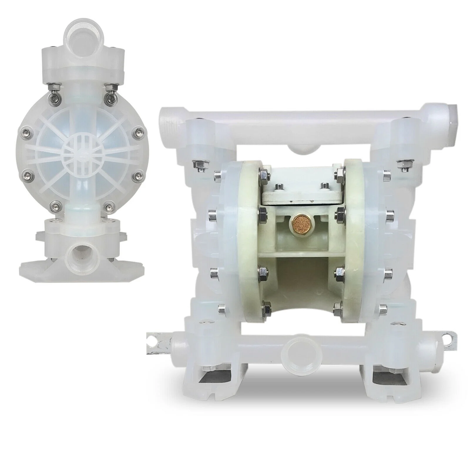 ZhdnBhnos Air-Operated Double Diaphragm Oil Pump 3/4inch Inlet & Outlet Liquids Transfer Pump Chemical Industrial Polypropylene