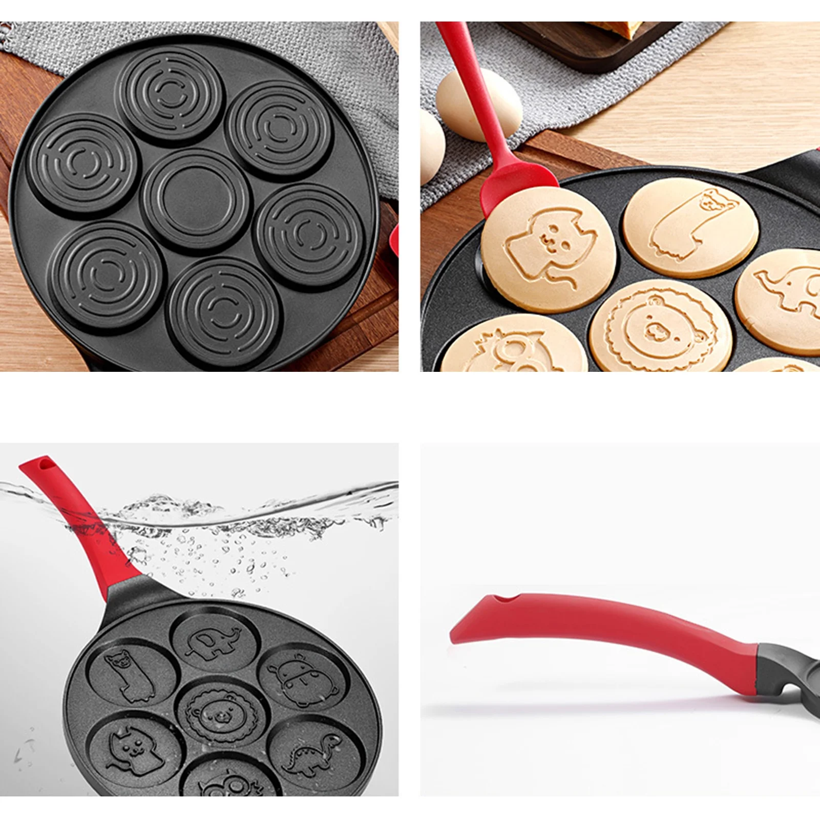 Walmeck Grill pan,Pancake Pan 7 Pan - Pancake Molds Kids Nonstick Pancake Maker Pan Maker Pan - Animal Shapes With Huiop Mewmewcat Buzhi