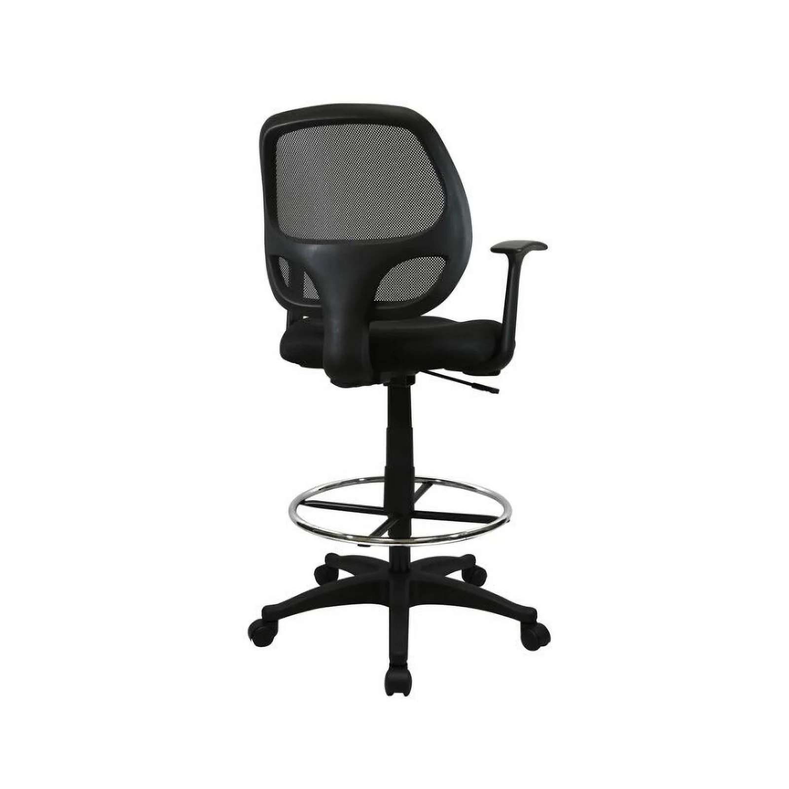 Nicer Furniture AP5118A Black Mesh Computer Desk Chair with Foot Ring - with T Arms