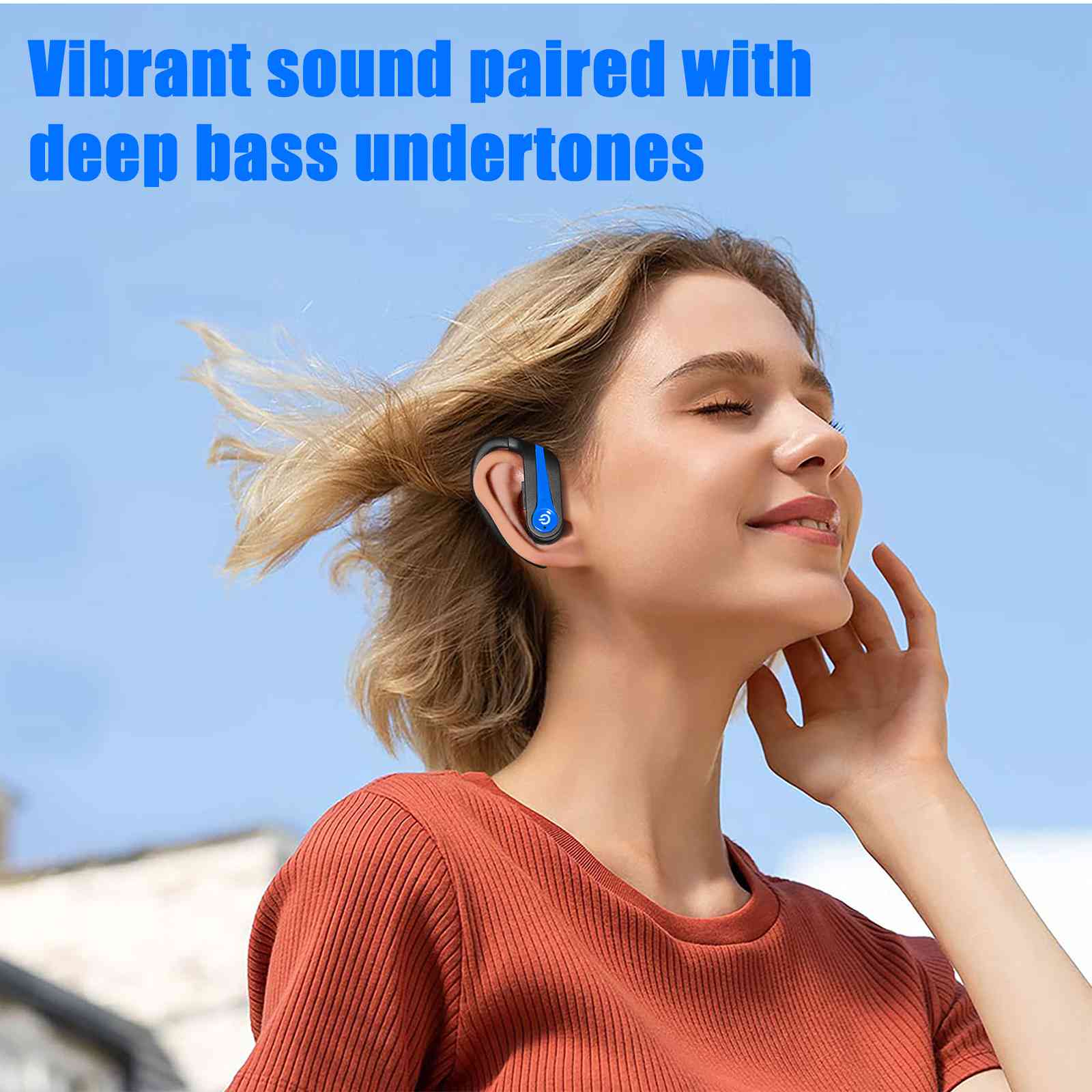 UrbanX over the ear headphones wireless Bluetooth with Earhooks Built-in Mic, 200H Playtime, Immersive Sound, Quick-Pair, Secure Fit, IPX7 Waterproof, Compatible With Lenovo Legion Duel - Blue