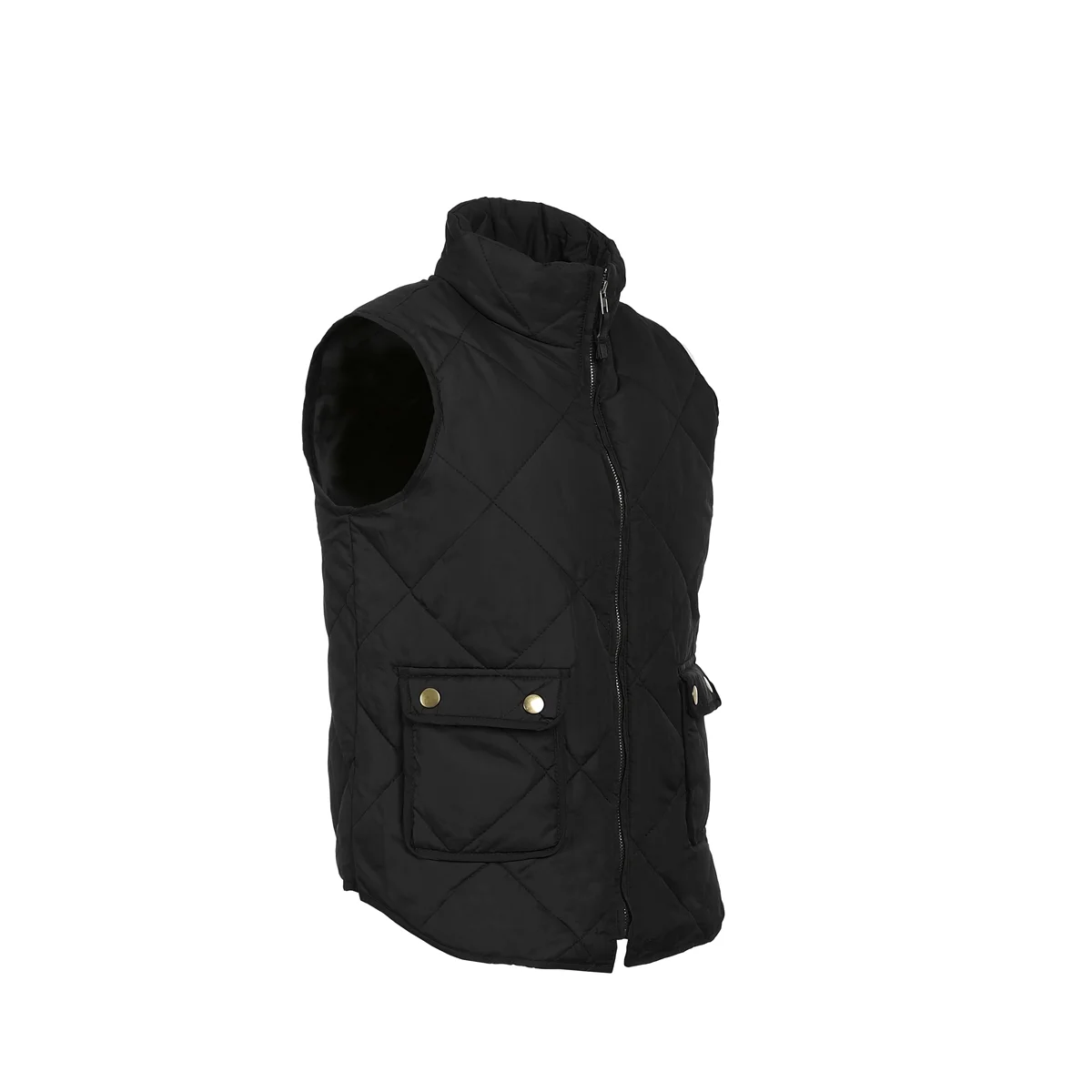 Huyghdfb Women Vest Stand Collar Warm Padded Zip Side Pockets Gilet Quilted Puffer Vest