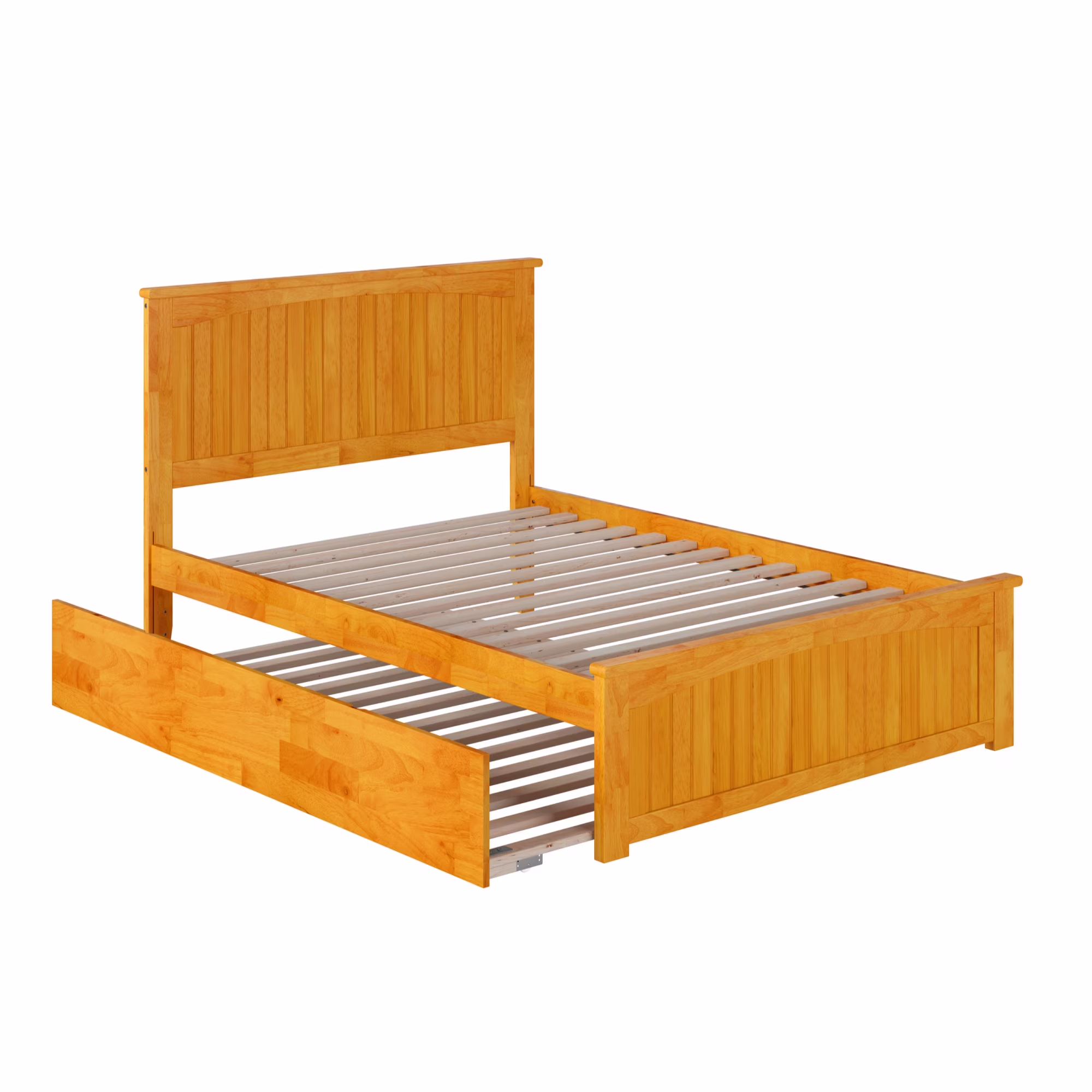AFI Nantucket Full Size Platform Bed with Matching Footboard and Full Size Trundle in Caramel Latte