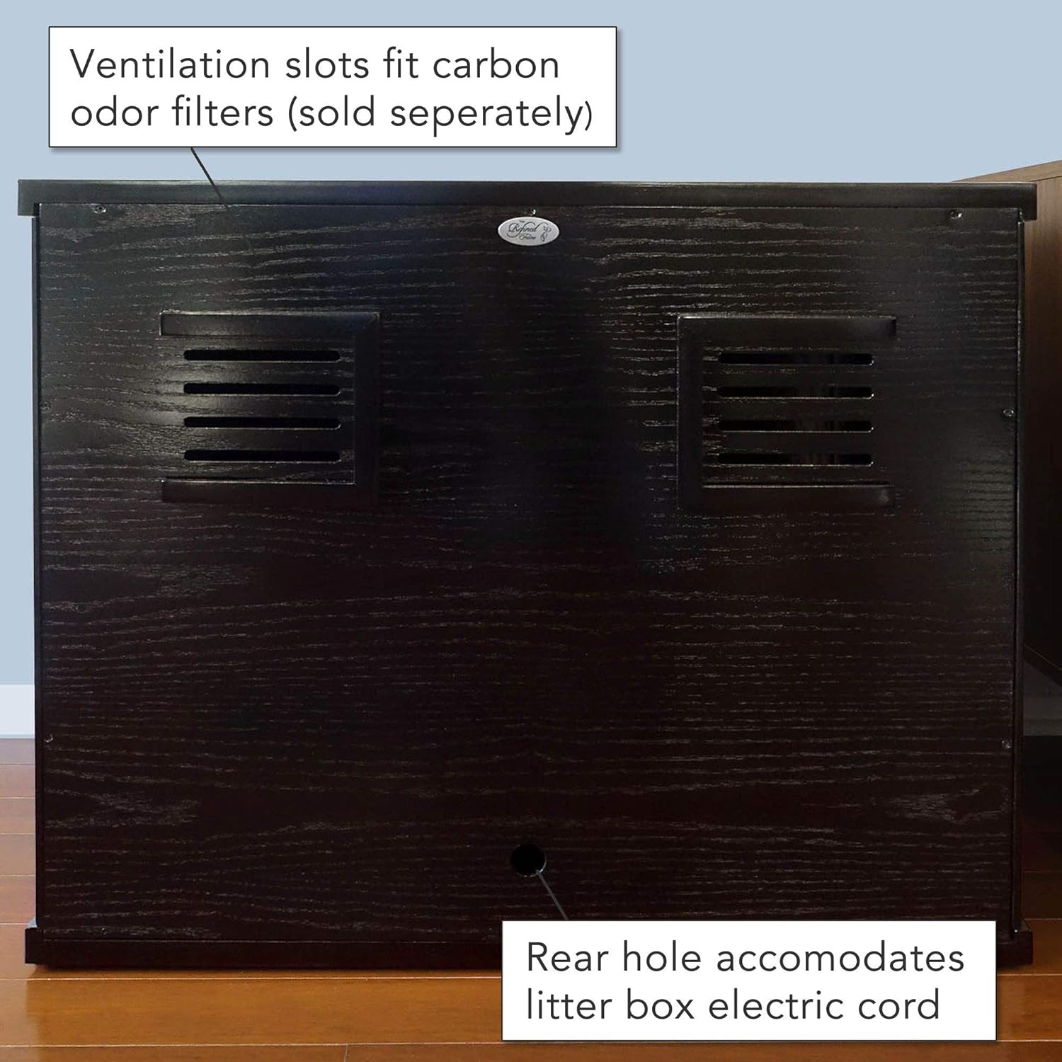 Cat Litter Box Enclosure Cabinet, Farmhouse, Black Espresso, -Century Feet, Xlarge, Hidden Litter Cat Furniture With Drawer