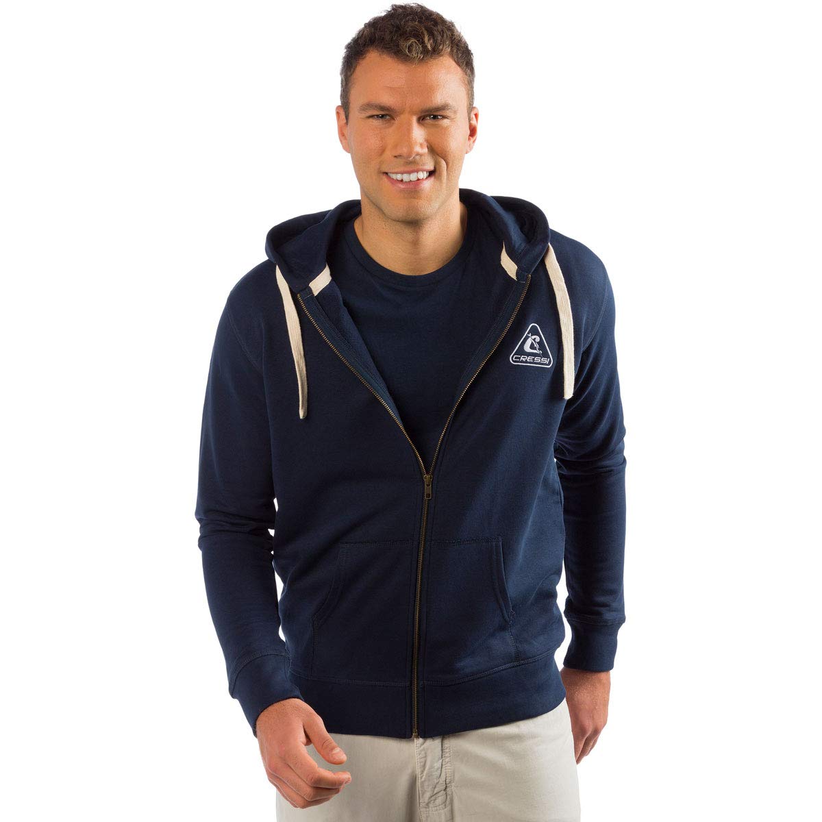 Cressi Men'S Full-Length Front Zipper With Drawstring Hoodie Blue (7 / XXX-Large)