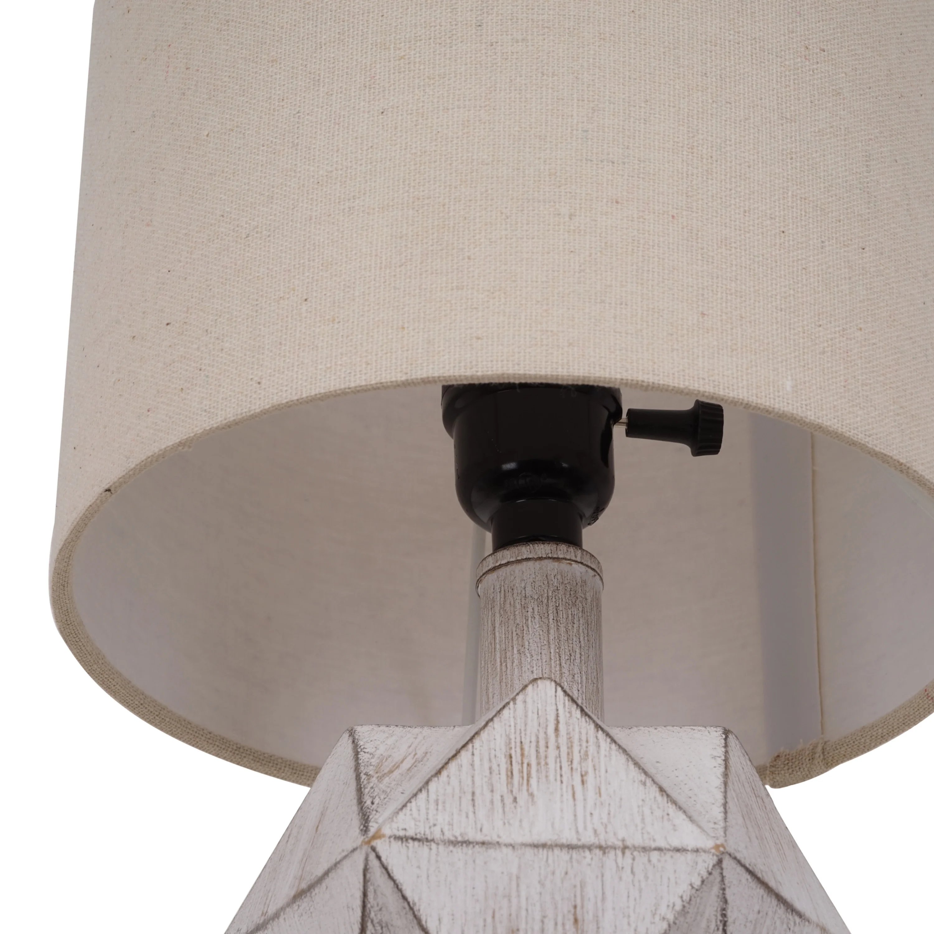 Better Homes & Gardens White Wash Faceted Faux Wood Table Lamp, 15.75