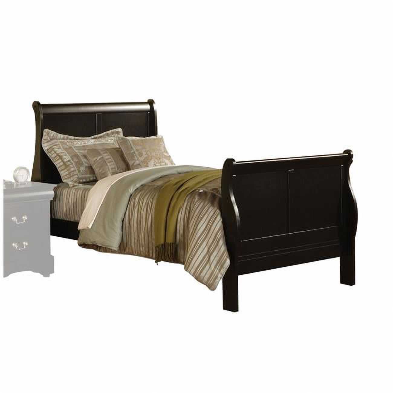 Wooden Full Size Sleigh Bed, Black