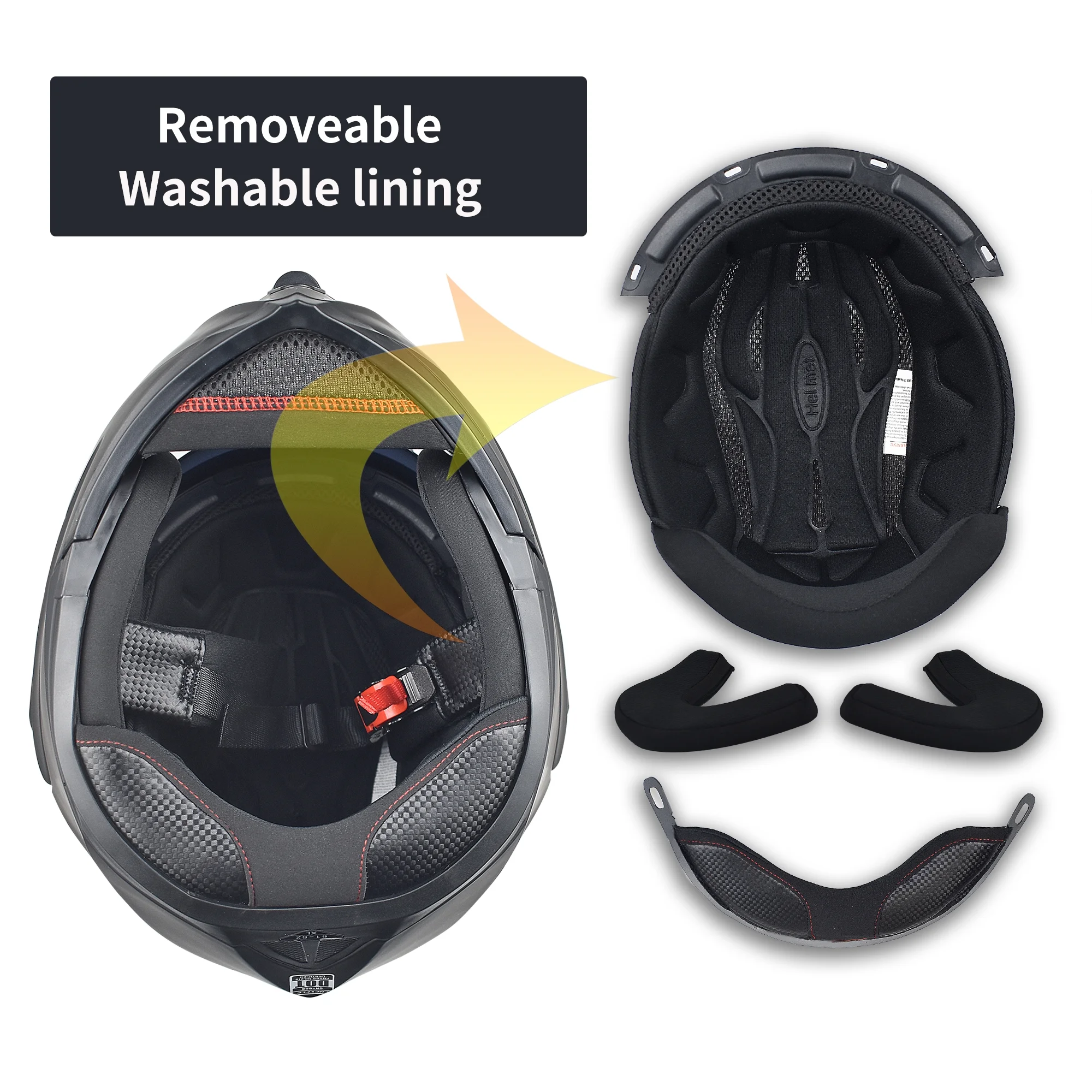 CHCYCLE Motorcycle Full Face Helmets Flip up for Adults DOT Approved Matte Black Size M