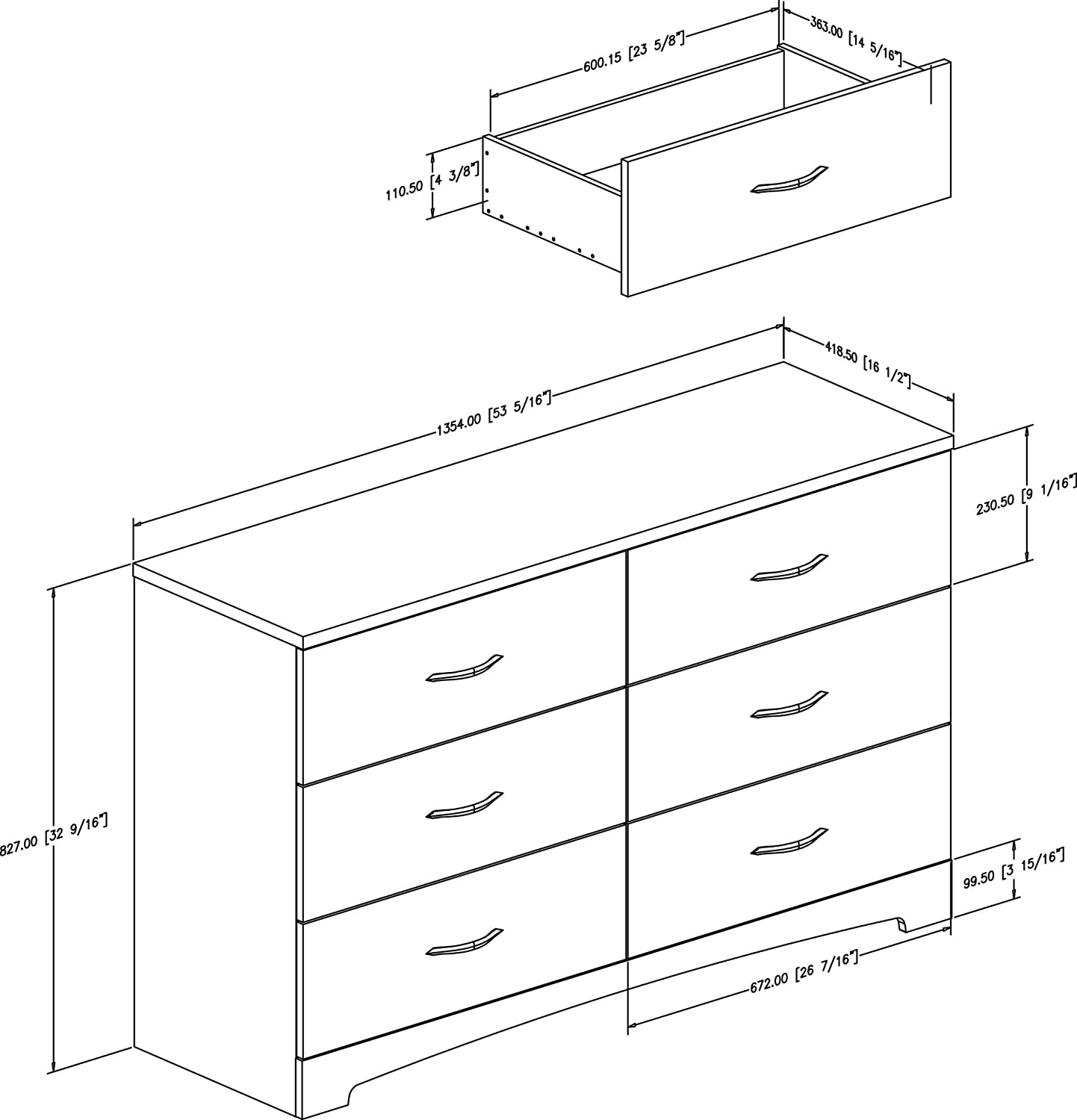 Back Bay 6 Drawer Double Dresser