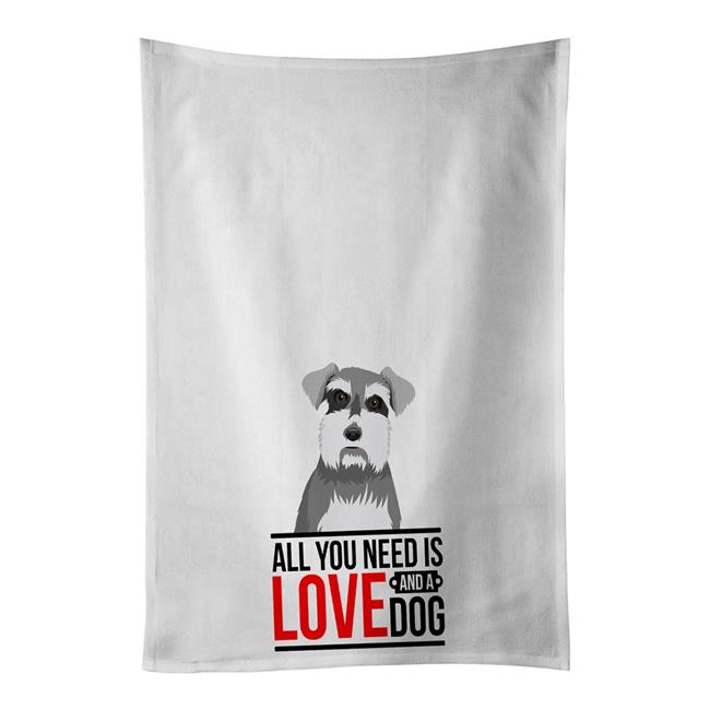 28 x 19 in. Unisex Schnauzer Salt & Pepper No.1 White Dish Towels Kitchen Towel - Set of 2