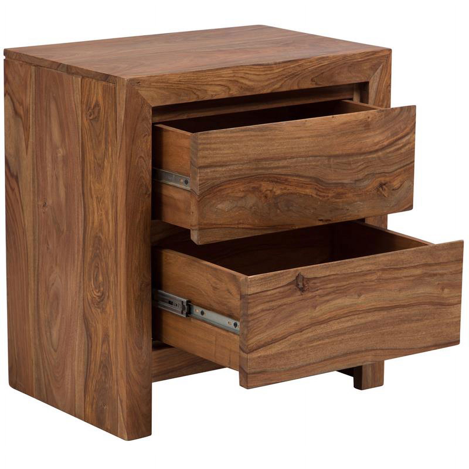 Avalon Mid-Century Modern Sheesham Wood 2 Drawer Nightstand