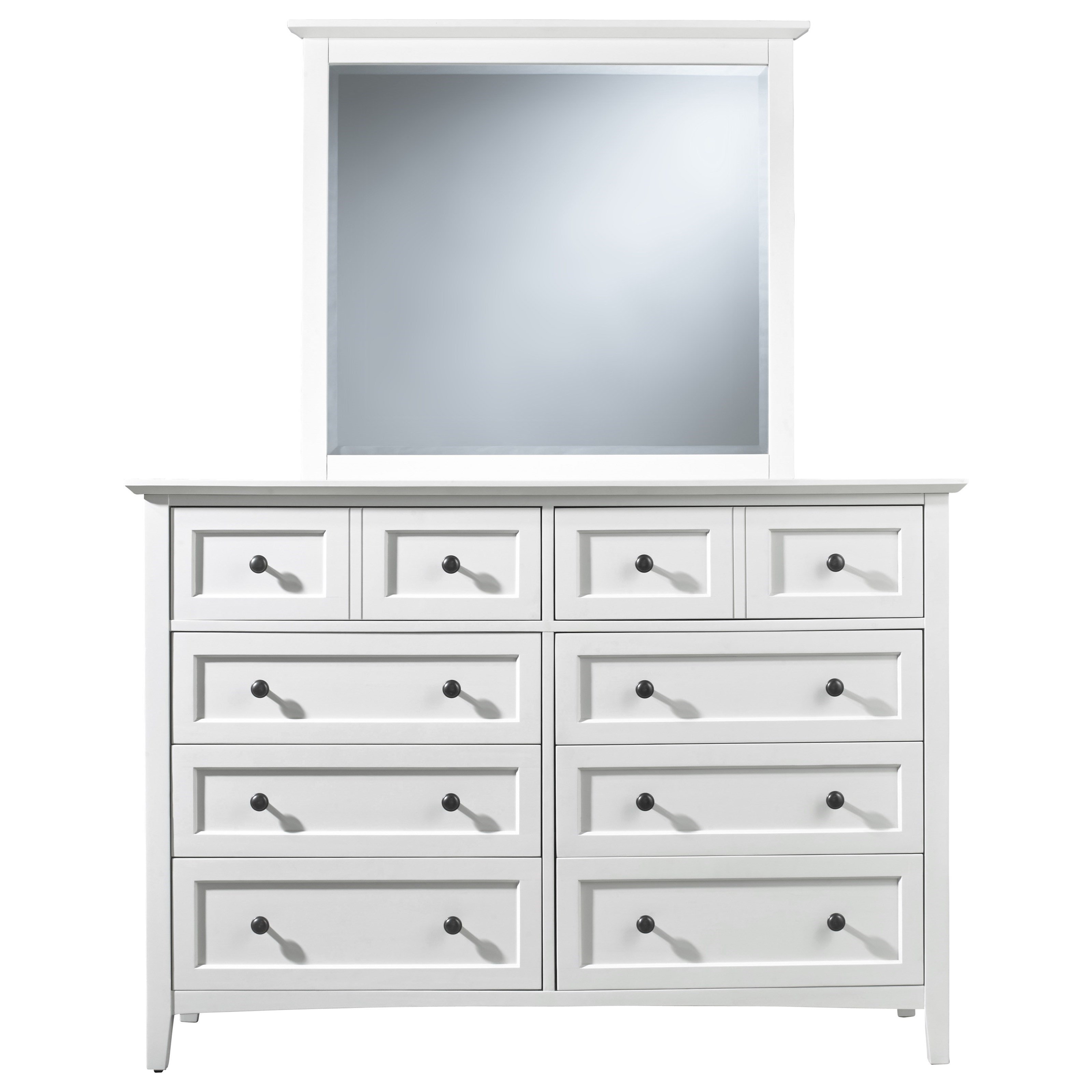 Pantego Shaker Dresser & Mirror in White Mahogany