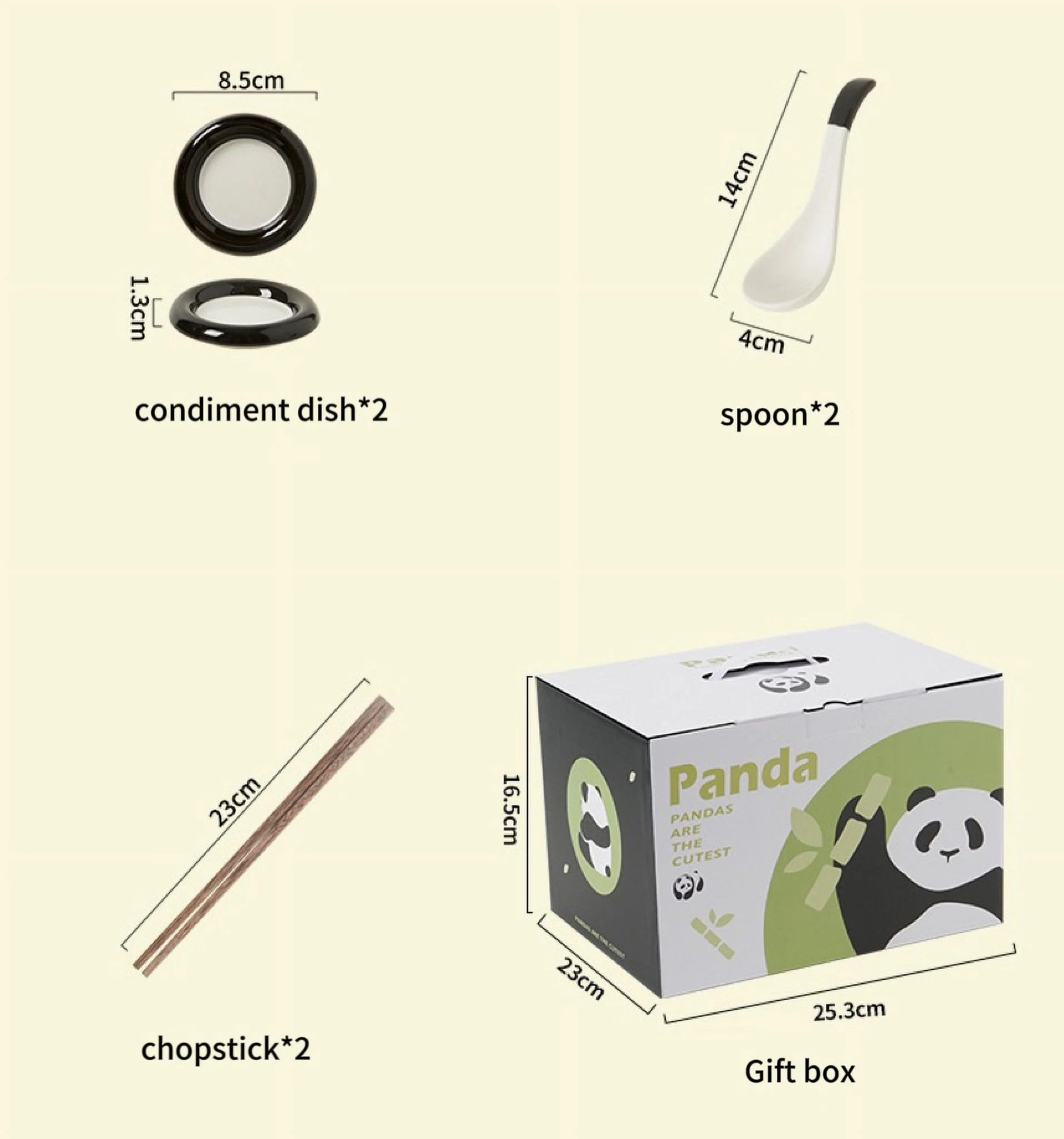 12PCS Panda Ceramic Tableware Set, Dishes, Plates, Mugs, Home Kitchen Tableware Supplies, Exquisite Gift Box for Gift Giving