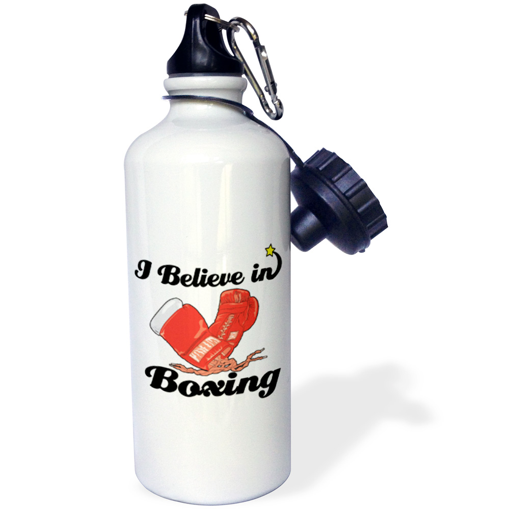3dRose I Believe In Boxing, Sports Water Bottle, 21oz