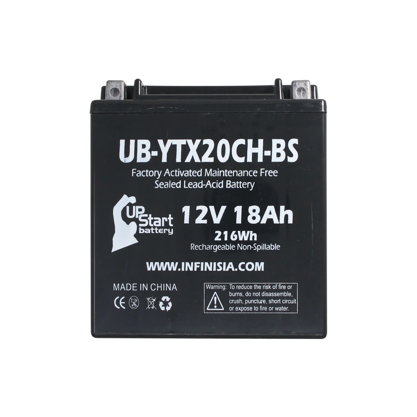 UB-YTX20CH-BS Battery Replacement for 2010 Kawasaki VN1700 Voyager, Nomad, Vaquero 1700 CC Motorcycle - Factory Activated, Maintenance Free, Motorcycle Battery - 12V, 18AH, UpStart Battery Brand