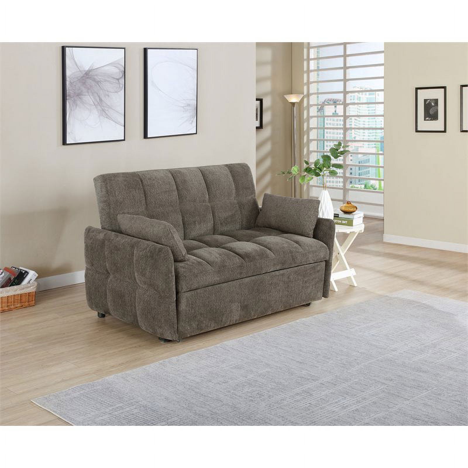 Bowery Hill Modern Tufted Sleeper Sofa Bed in Brown