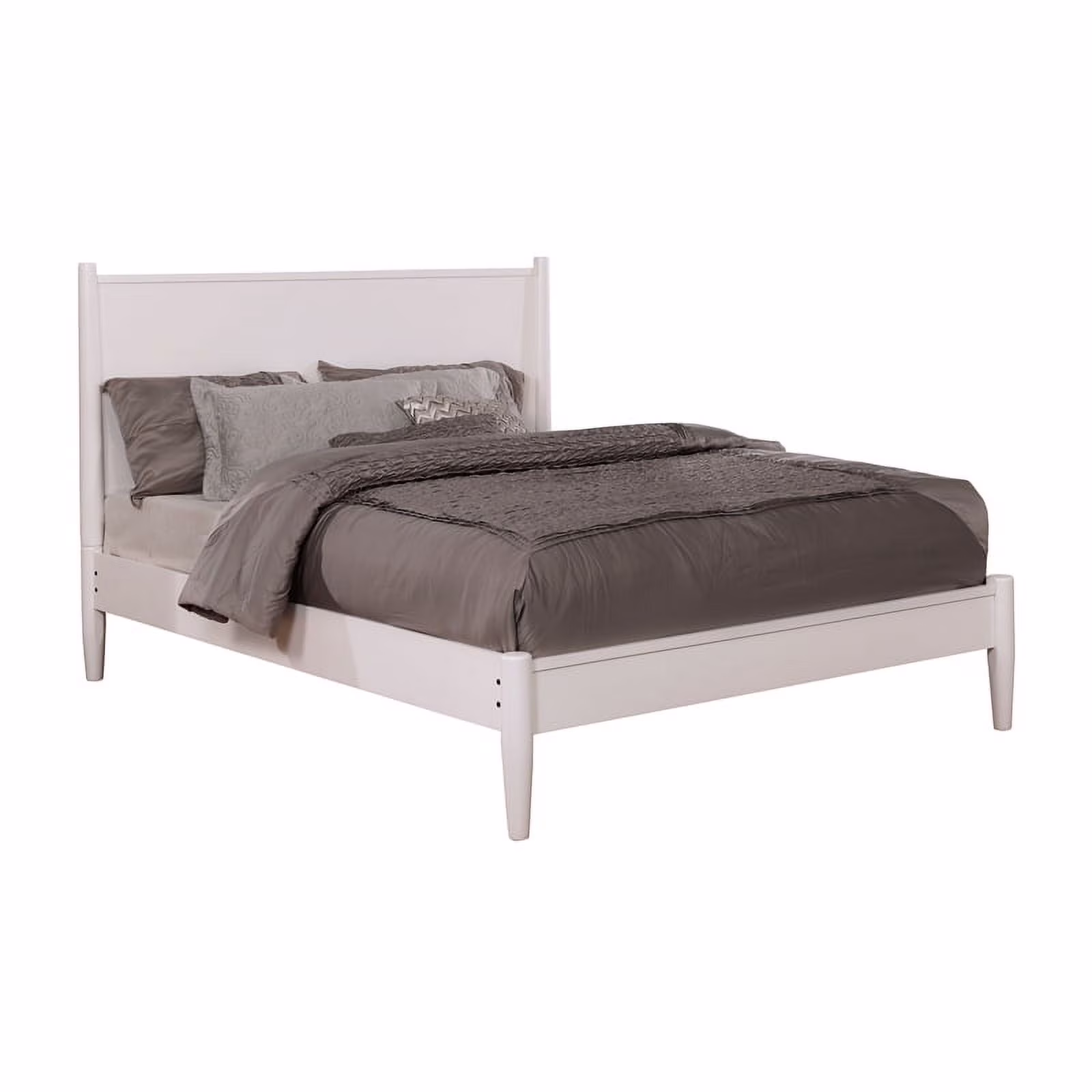 Allora Mid-Century Solid Wood/Wood Veneer/MDF Queen Platform Bed in White