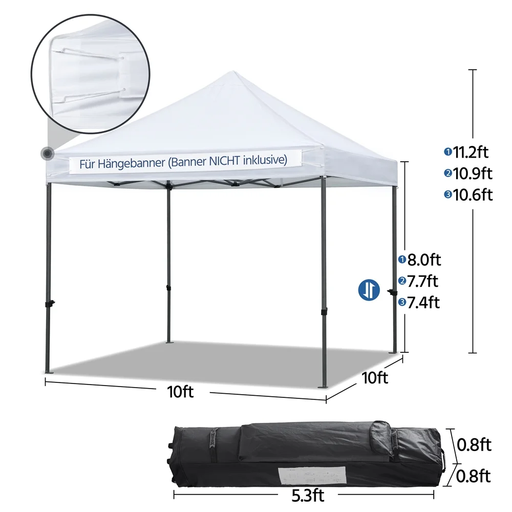 Yaheetech 10x10ft Pop Up Canopy Tent with Wheeled Carry Bag, White