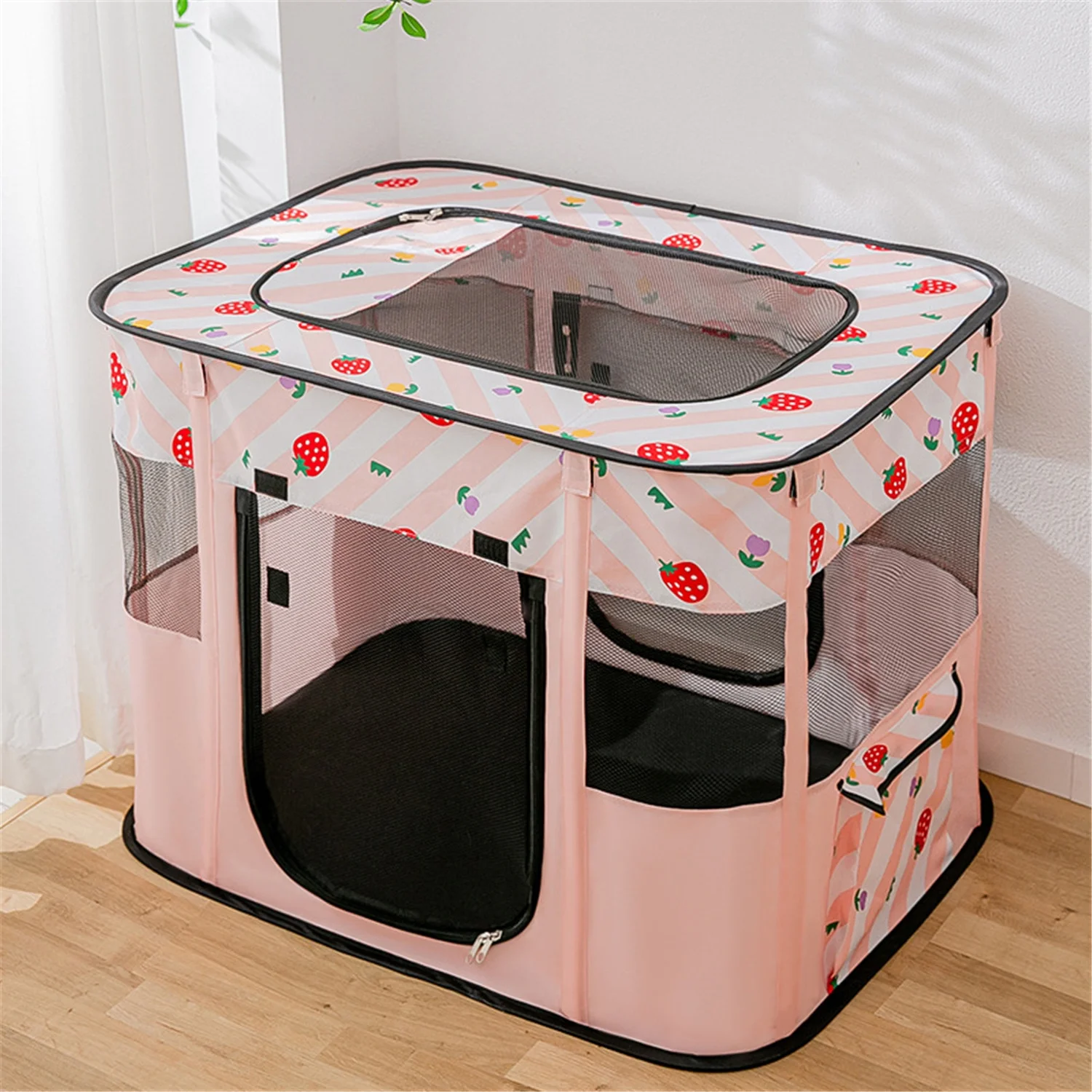 Portable Cat Playpen, Foldable Rectangle Puppy Exercise Playpen, Small Pet Delivery Room, Pet Travel Breathable Bed Indoor Outdoor Collapsible Kennel for Small & Medium Sized Animals