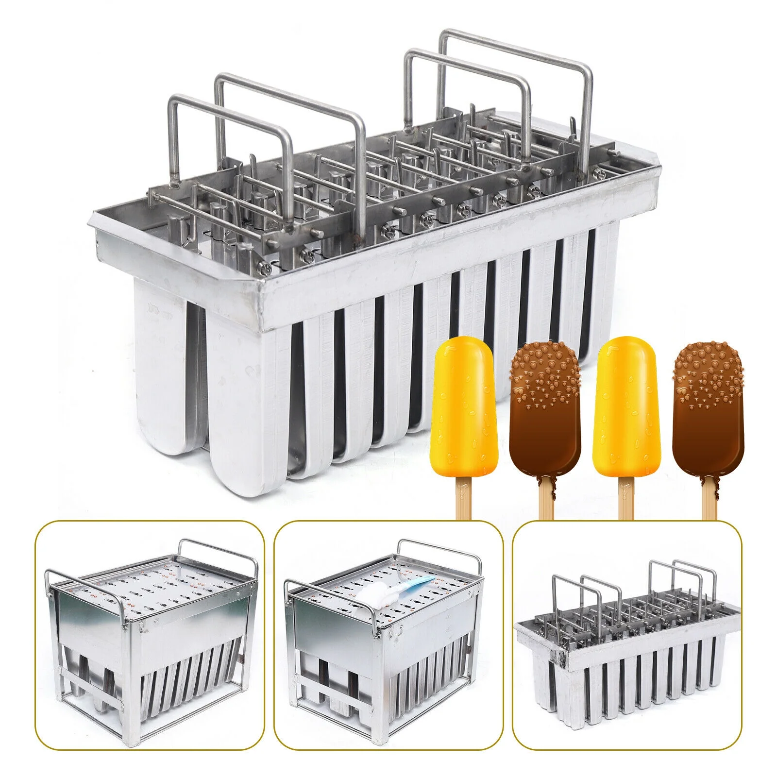 DENEST 20Pcs Ice Cream Mold Ice Popsicle Stick Holder Mold Stainless Steel