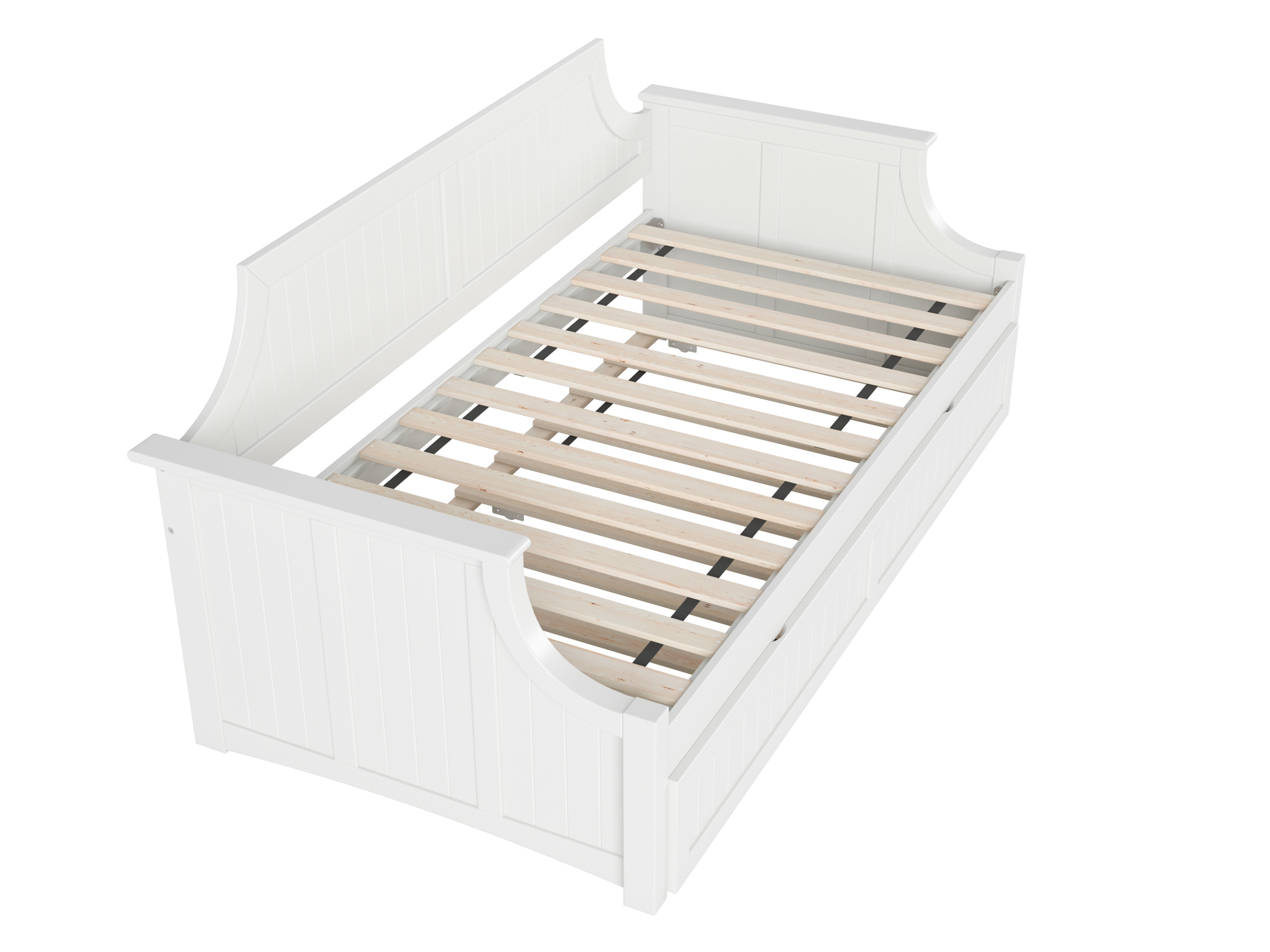 AFI Twin Daybed with Trundle Roll Out Sofa Bed in Solid Wood Cambridge Design, White