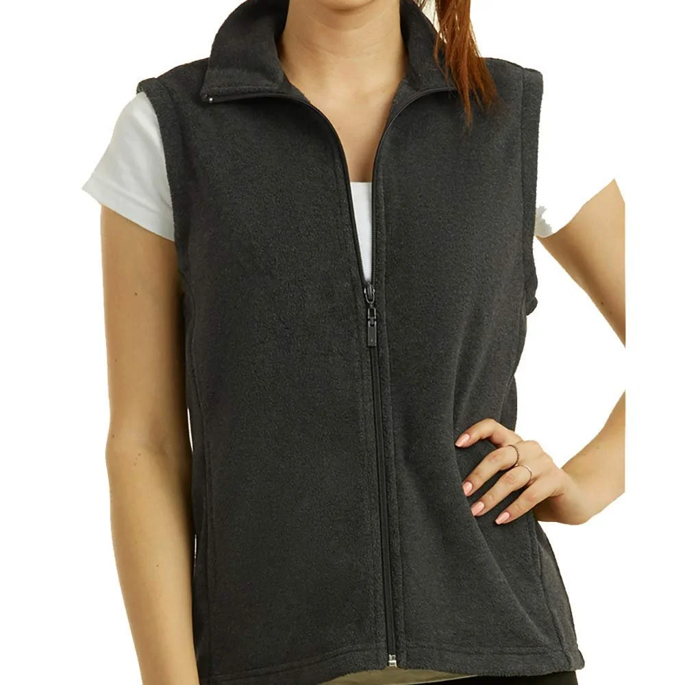 DailyWear Womens Full-Zip Plush Polar Fleece Vest (Charcoal Grey, Medium)