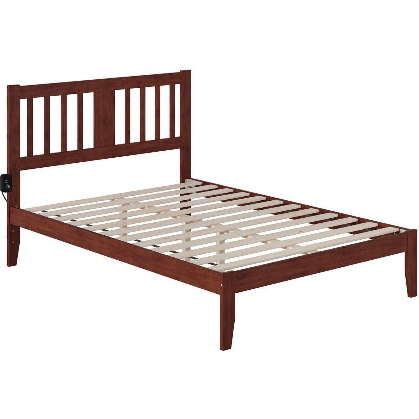 Bowery Hill Traditional Wood Full Spindle Bed with USB Turbo Charger in Walnut