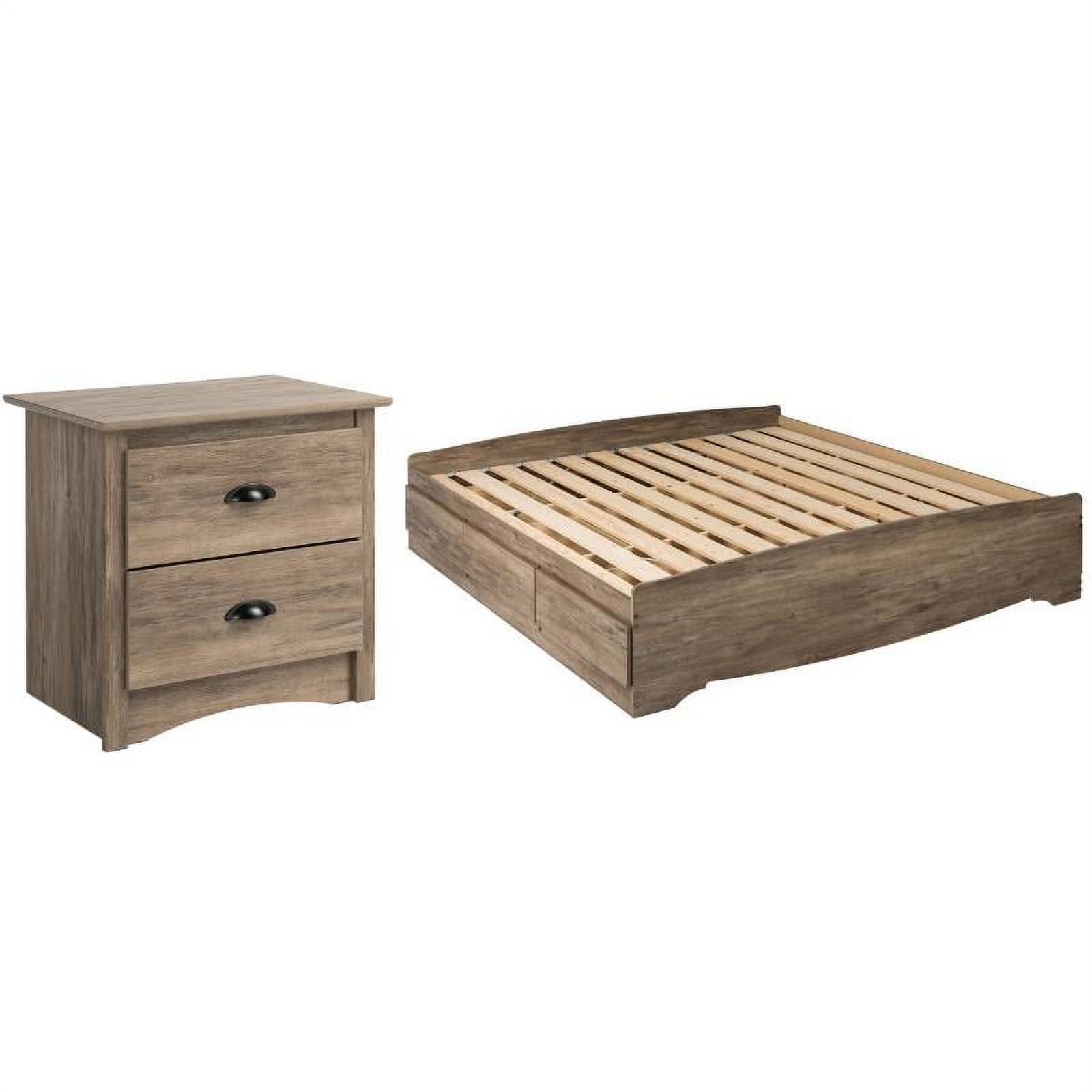 Home Square 2-Piece Set with King Platform Storage Bed & 2-Drawer Nightstand