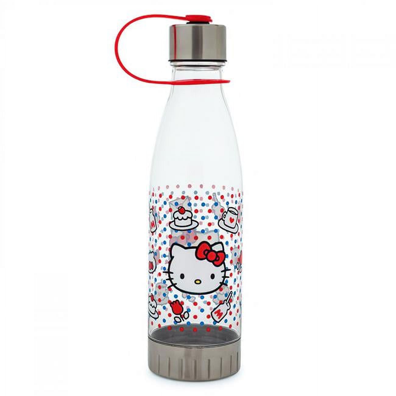 20 oz  Polka Dots Water Bottle with Lid Strap, Clear