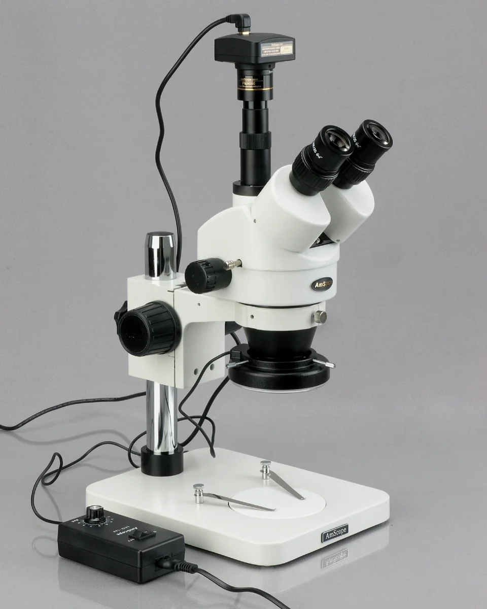 AmScope 3.5X-90X Zoom Stereo Microscope w 4-Zone 144-LED Light + 10MP Digital USB Camera New
