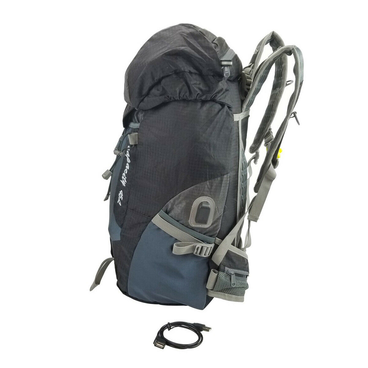 Black 45L Multifunction USB charging Backpack Water Resistant Camping Hiking Bag