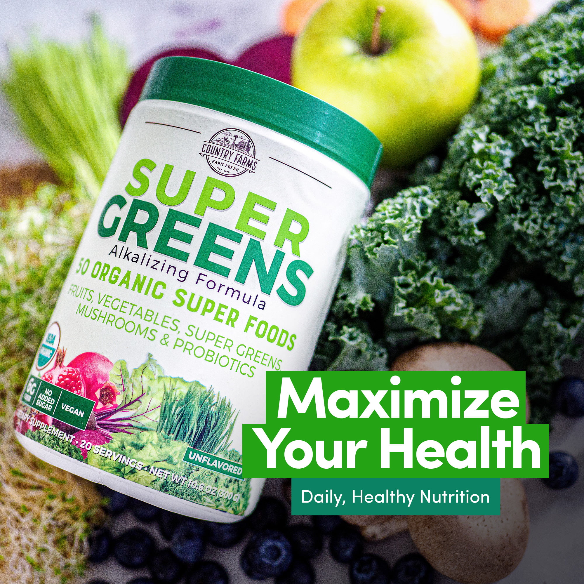 Country Farms - Super Greens Powder Unflavored - 1 Each-10.6 OZ