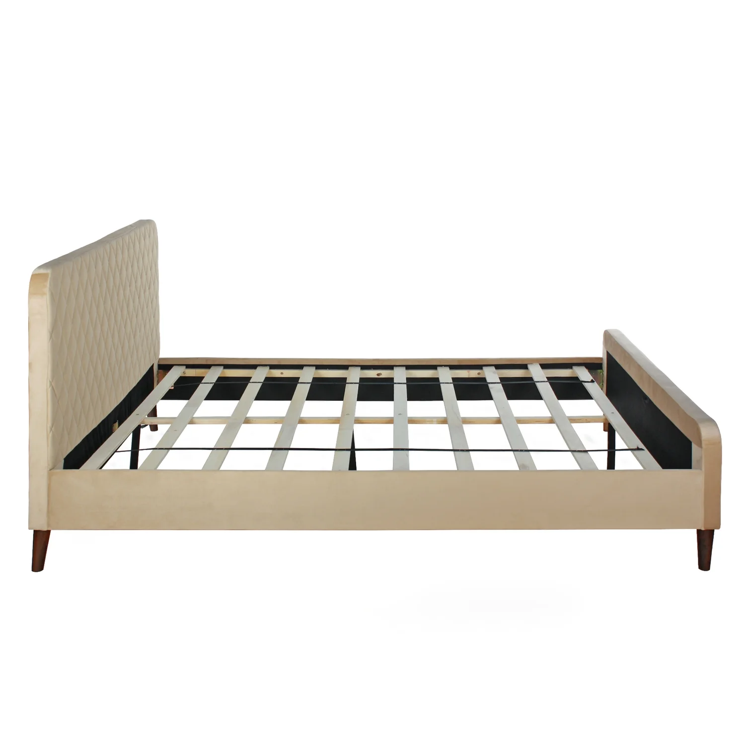 Better Home Products Roza Velvet Upholstered Queen Bed with Headboard Champaign