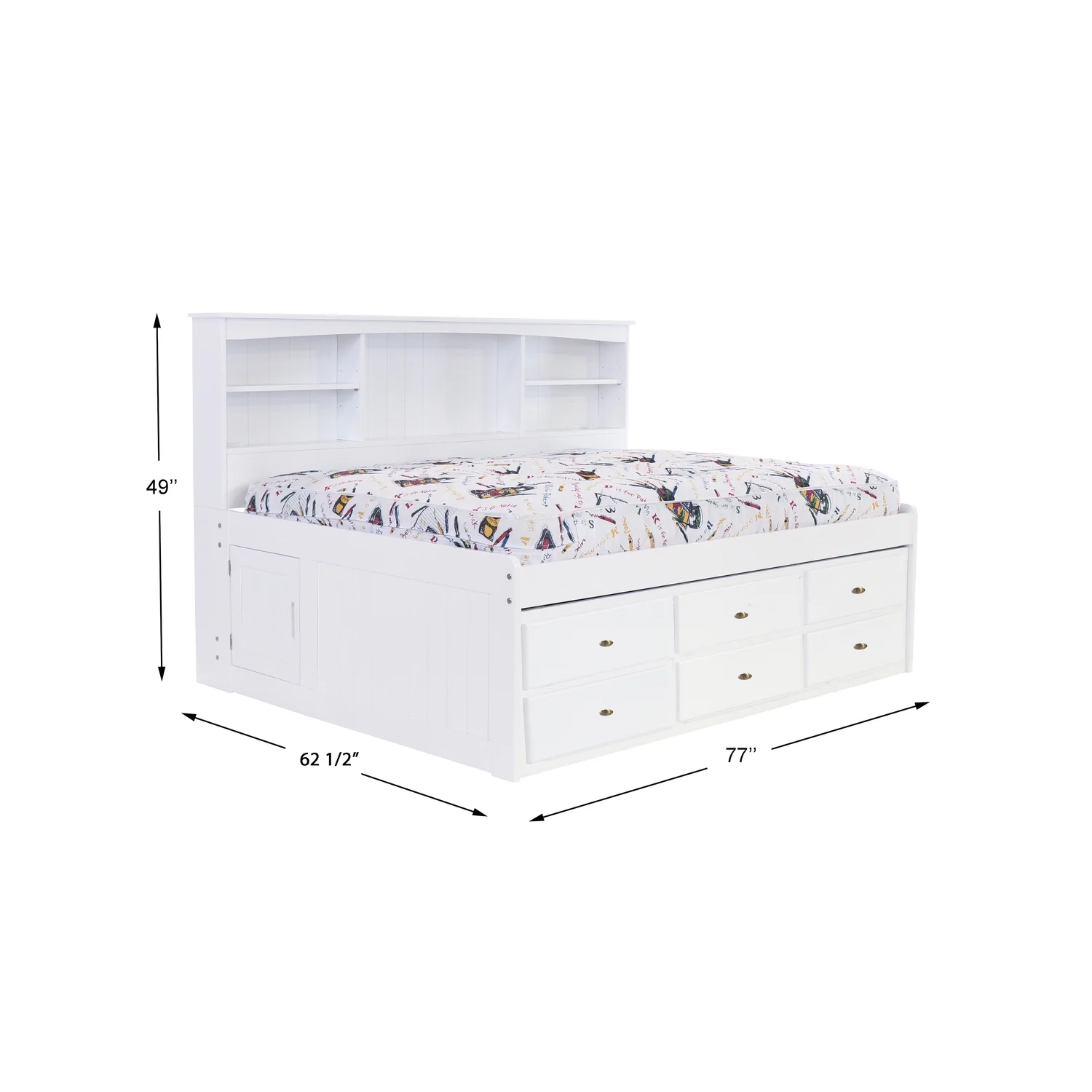 OS Home and Office Furniture 80223K6-22 Solid Pine bed in Casual White