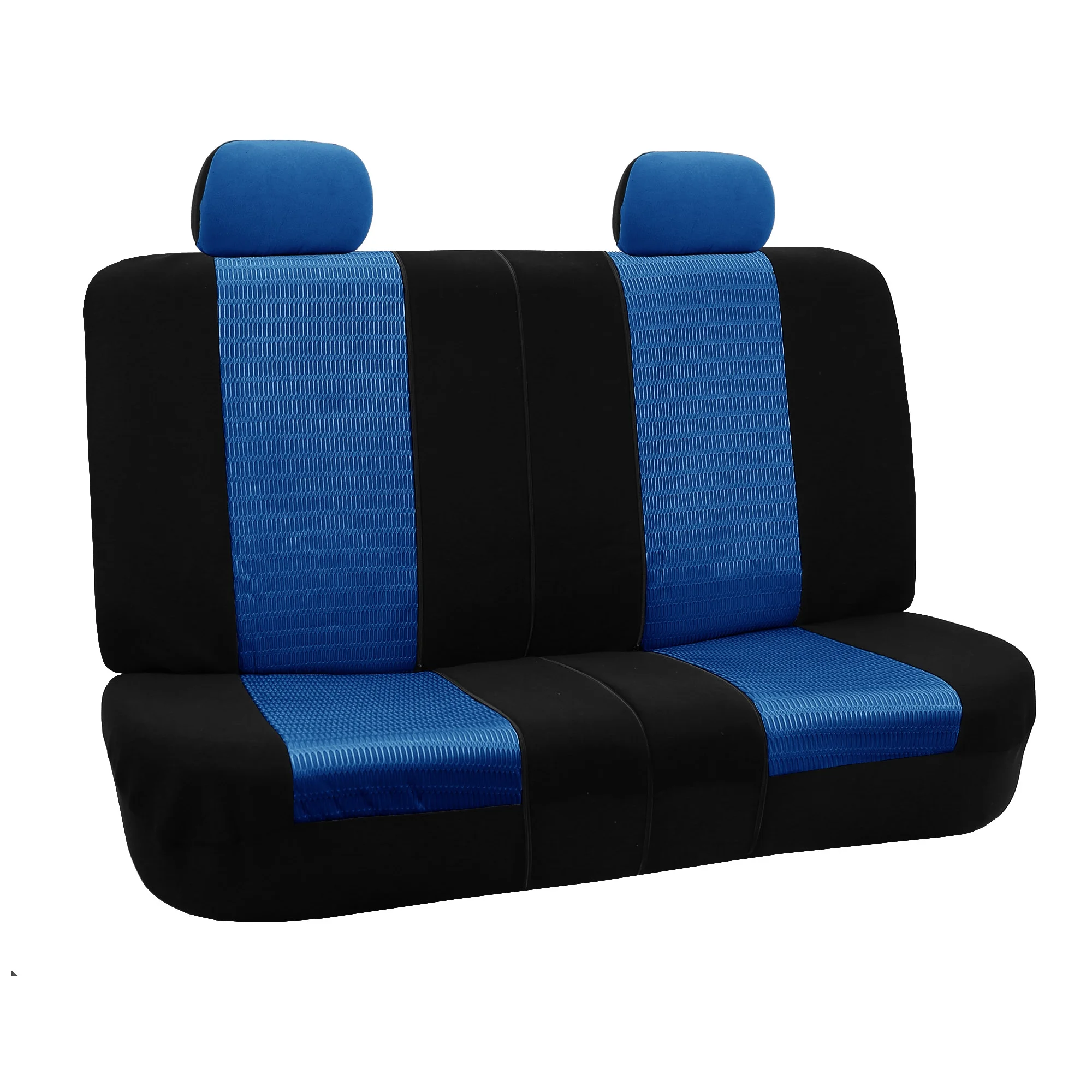 FH Group Trendy Elegence Airbag Compatible and Split Bench Seat Covers, Full Set, Blue and Black
