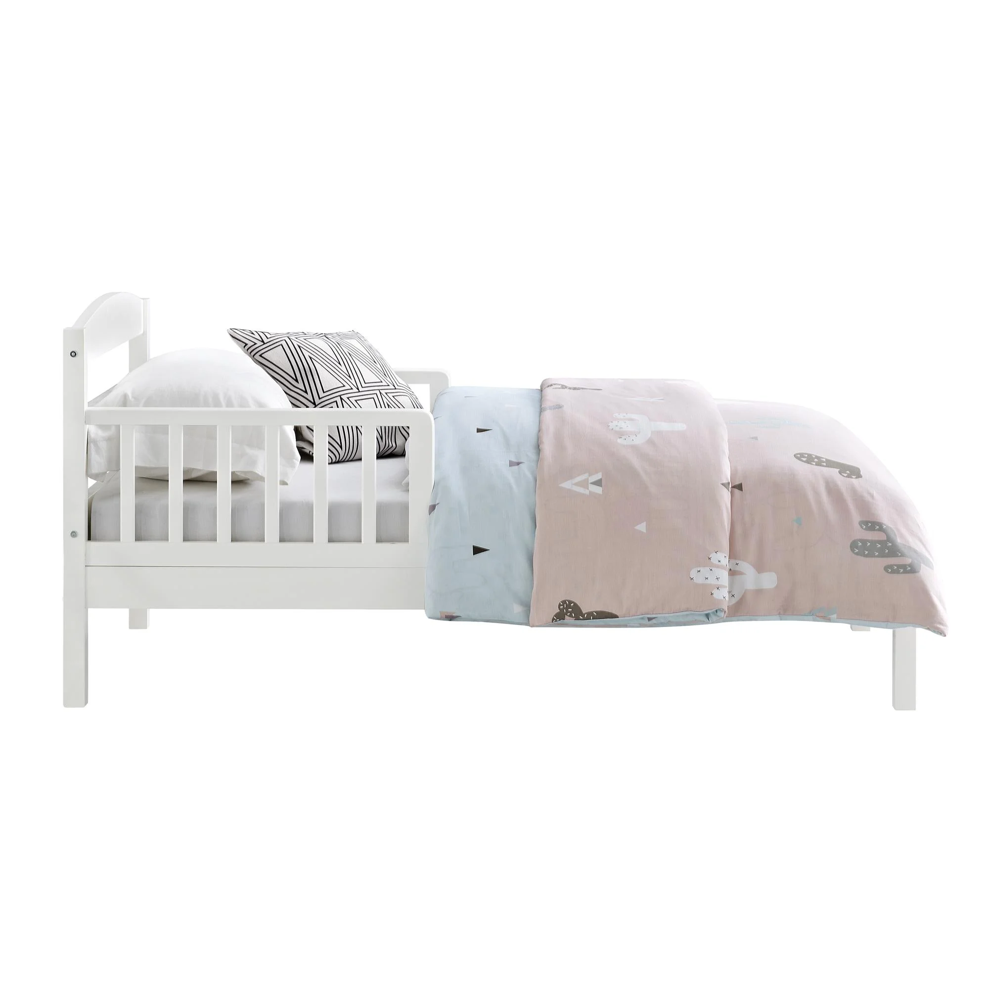 Baby Relax Jackson Kids Wood Toddler Bed with Safety Guardrails, White