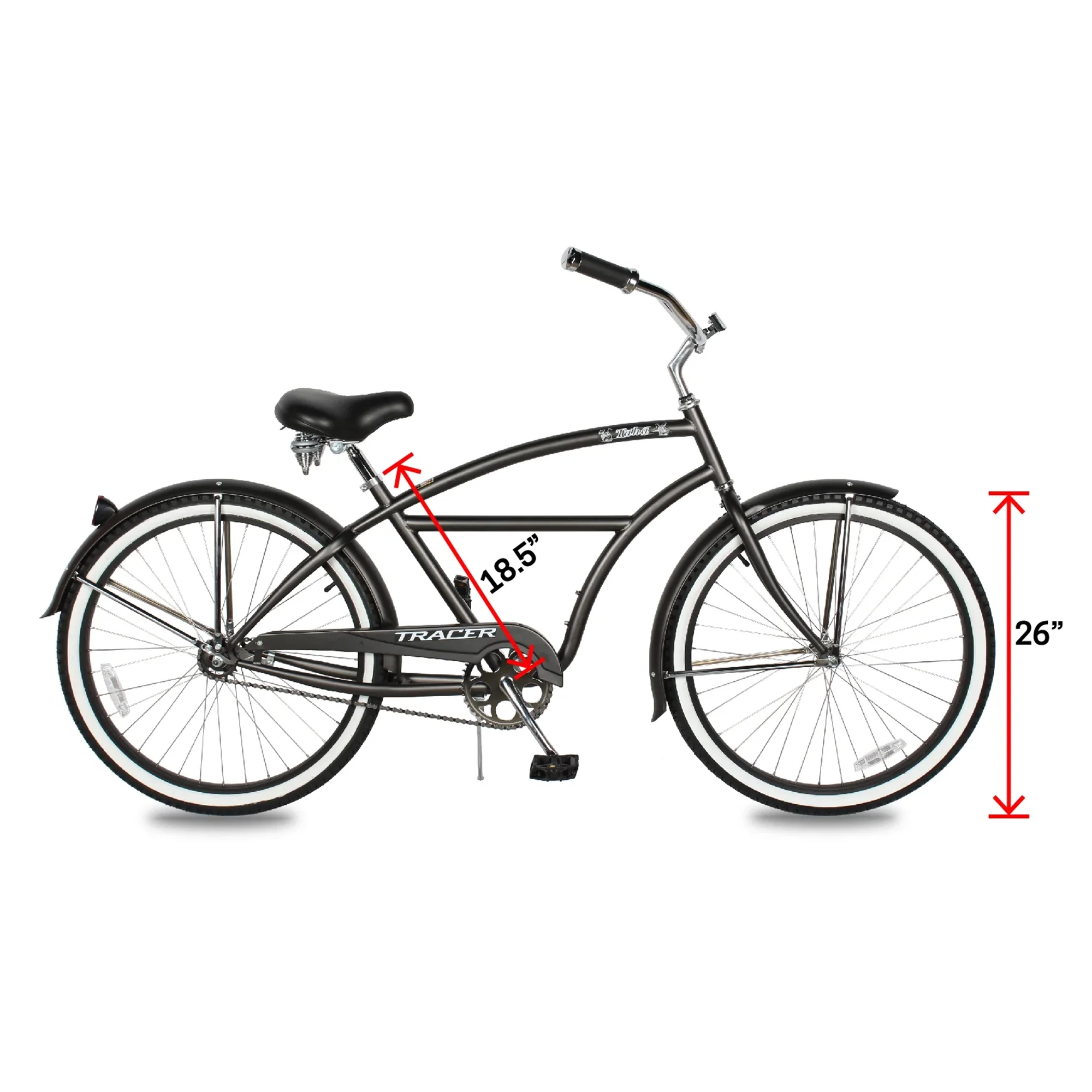 TRACER Taha 26 Inch Beach Cruiser 7 Speed Steel Men's Bicycle, Black