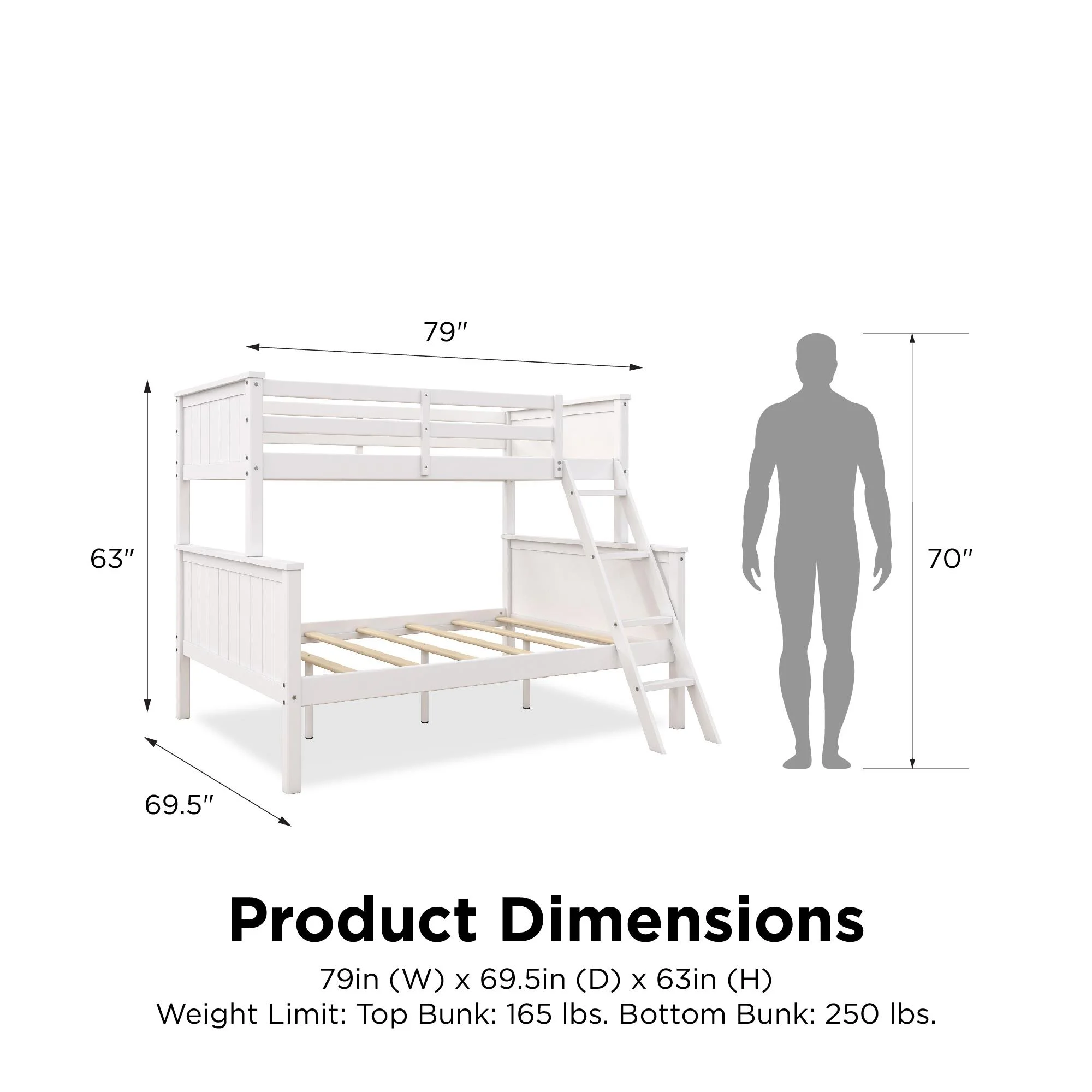 Better Homes & Gardens Ashcreek Twin-over-Full Bunk Bed, White